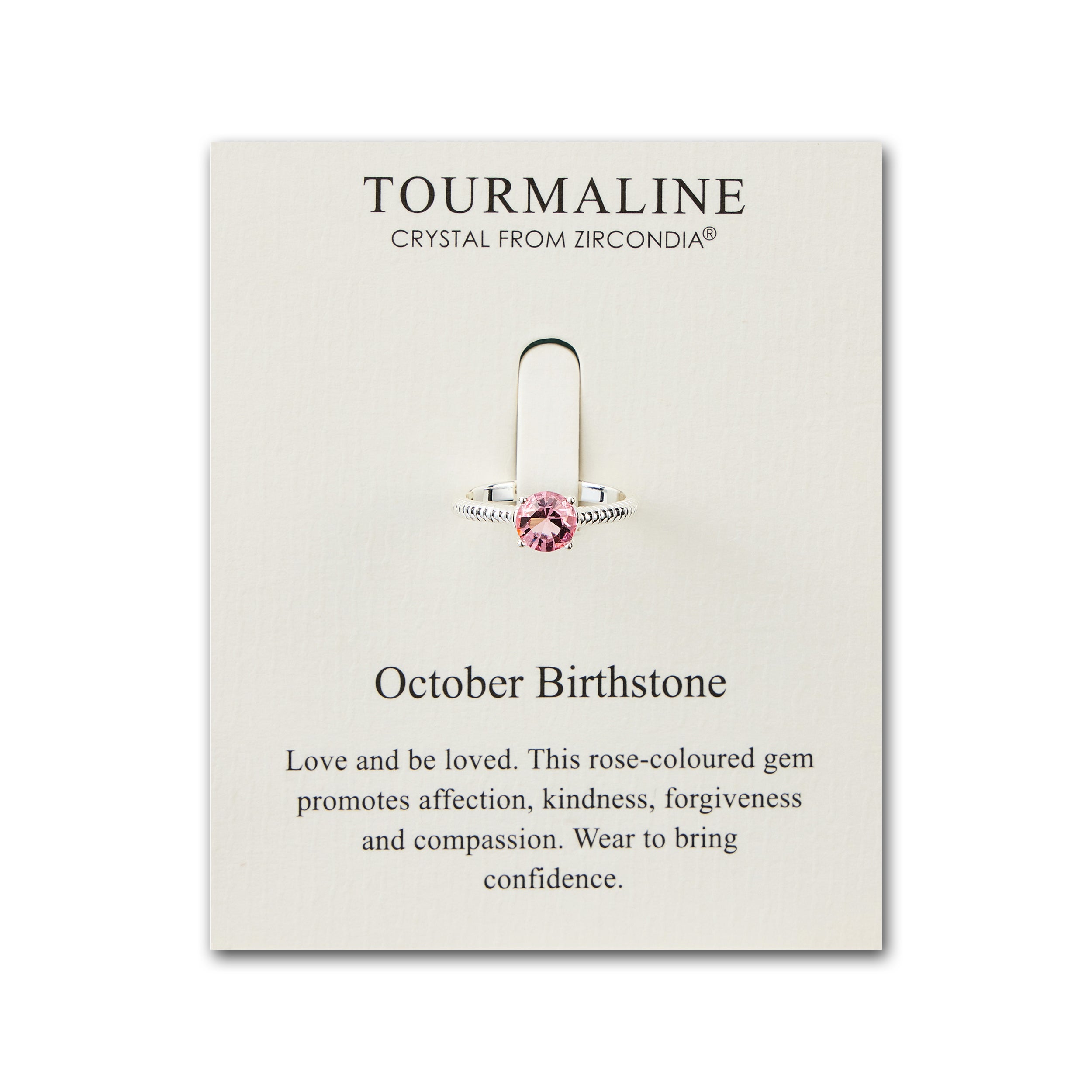 October (Tourmaline) Adjustable Birthstone Ring Created with Zircondia® Crystals