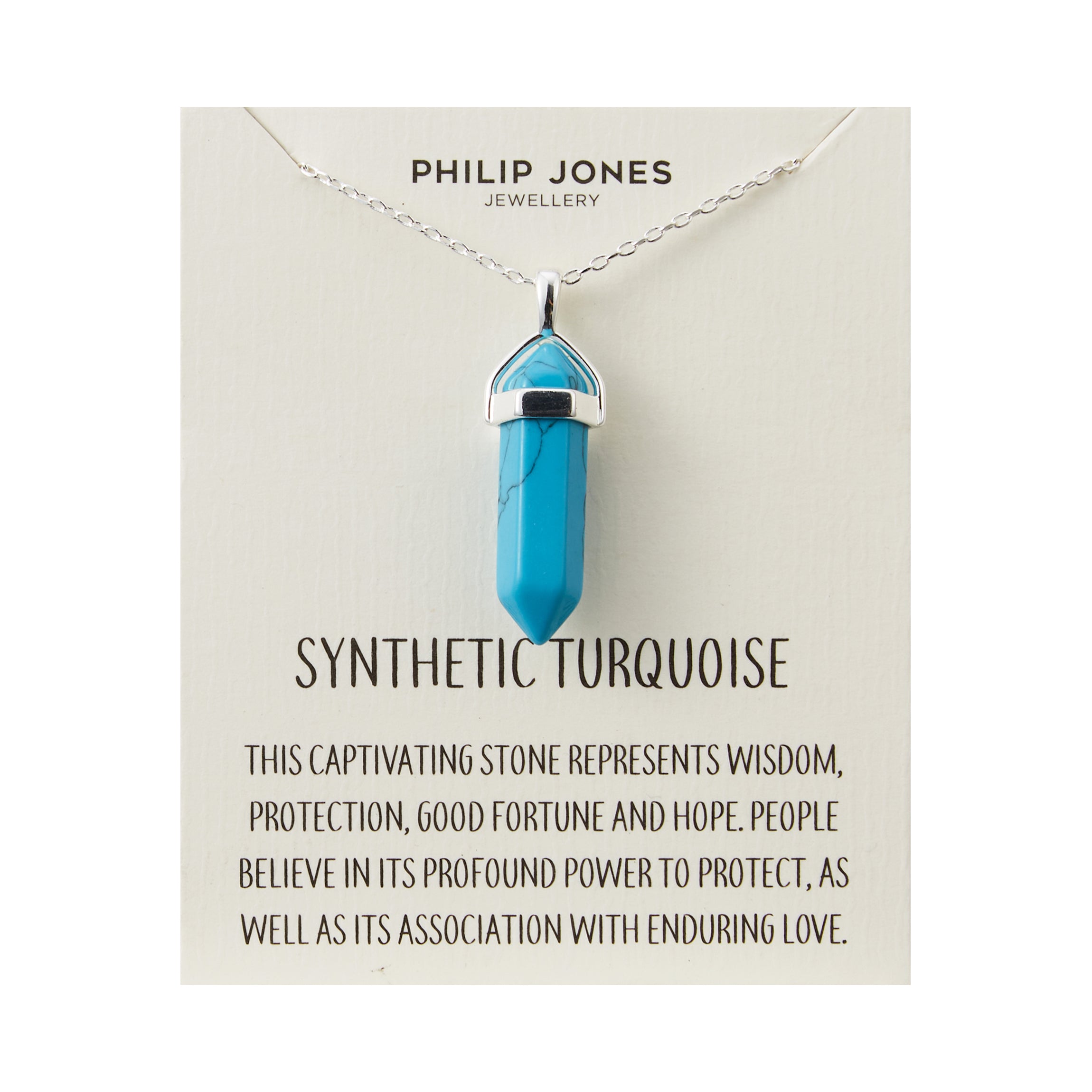 Synthetic Turquoise Gemstone Necklace with Quote Card