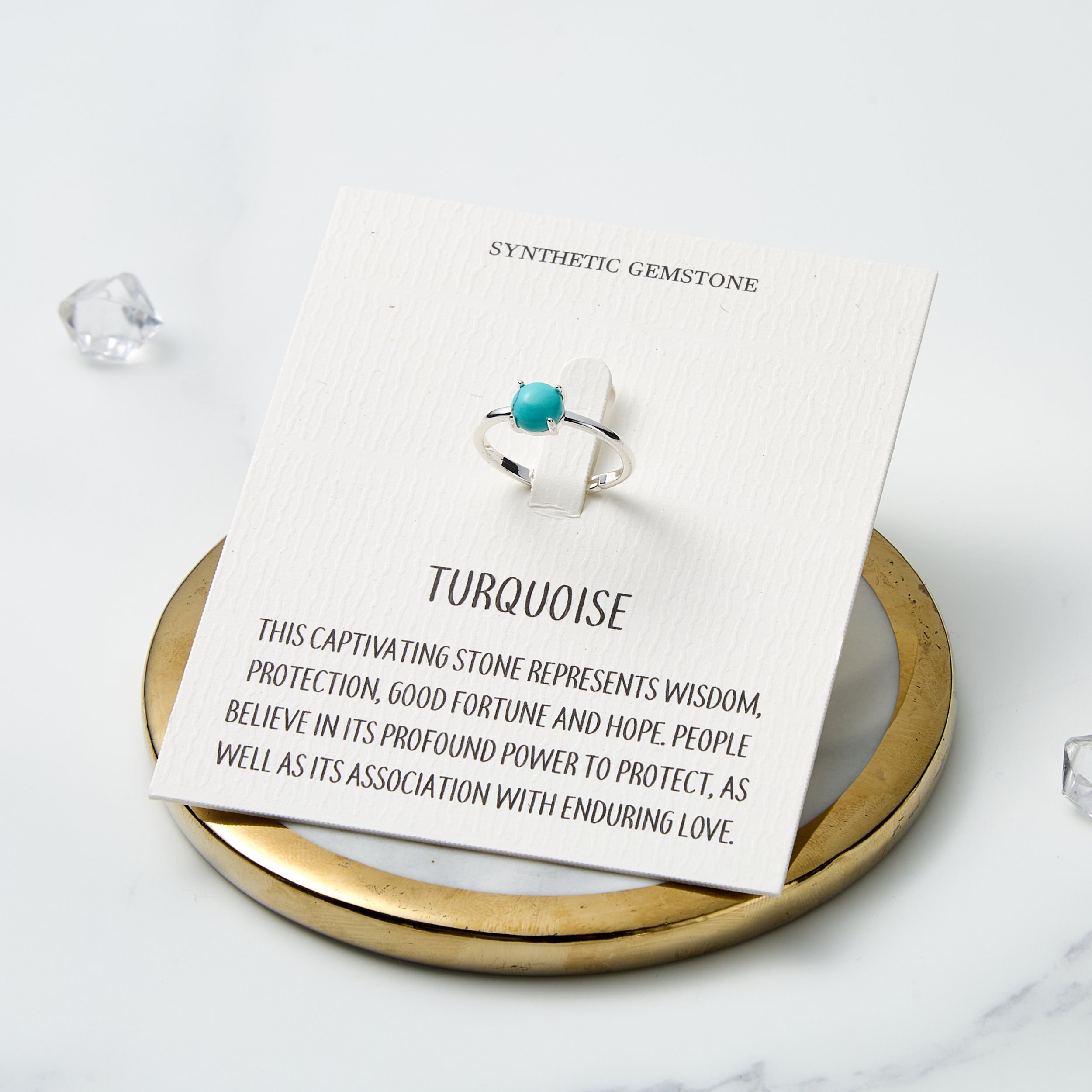 Synthetic Turquoise Adjustable Ring with Quote Card