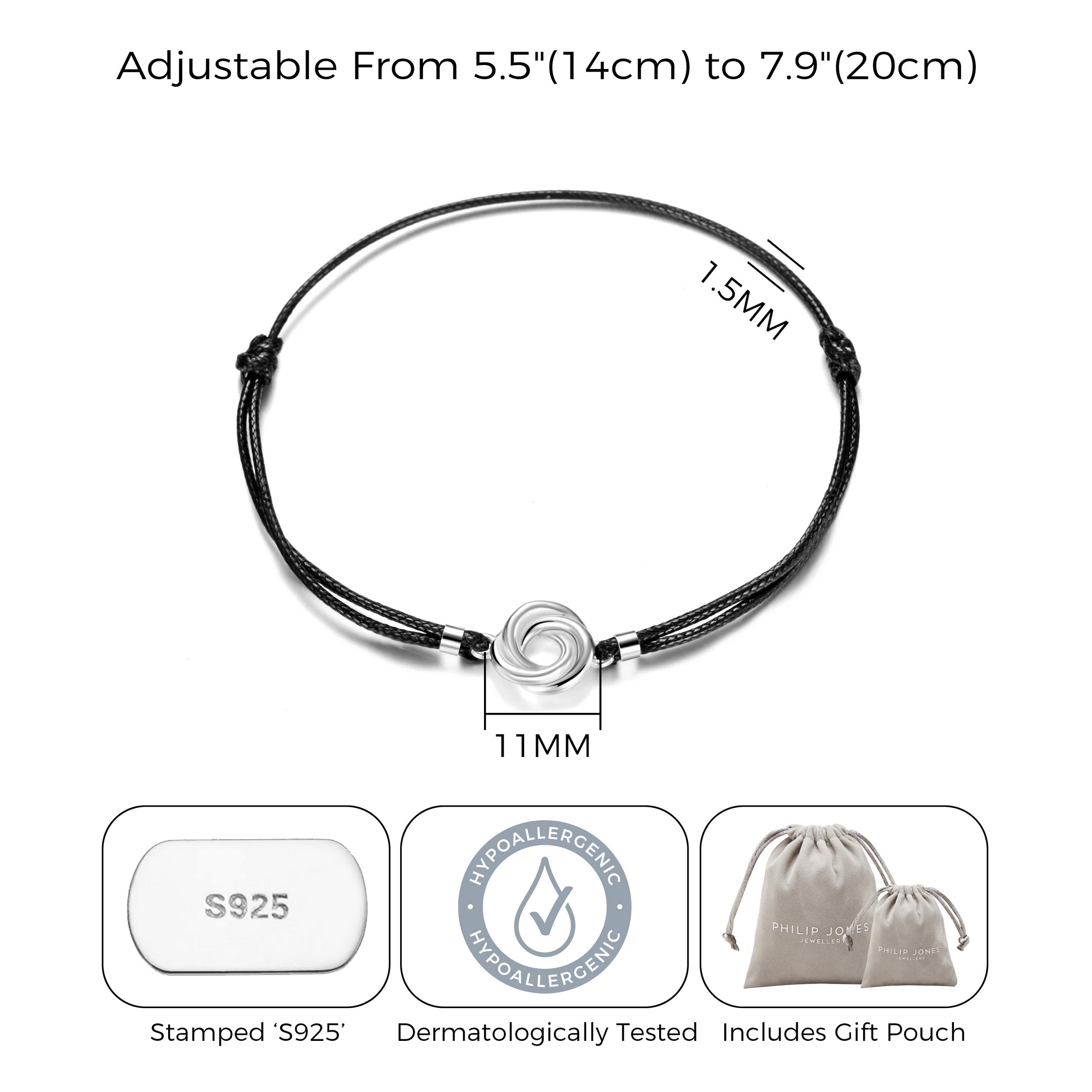 Sterling Silver Knot Quote Bracelet