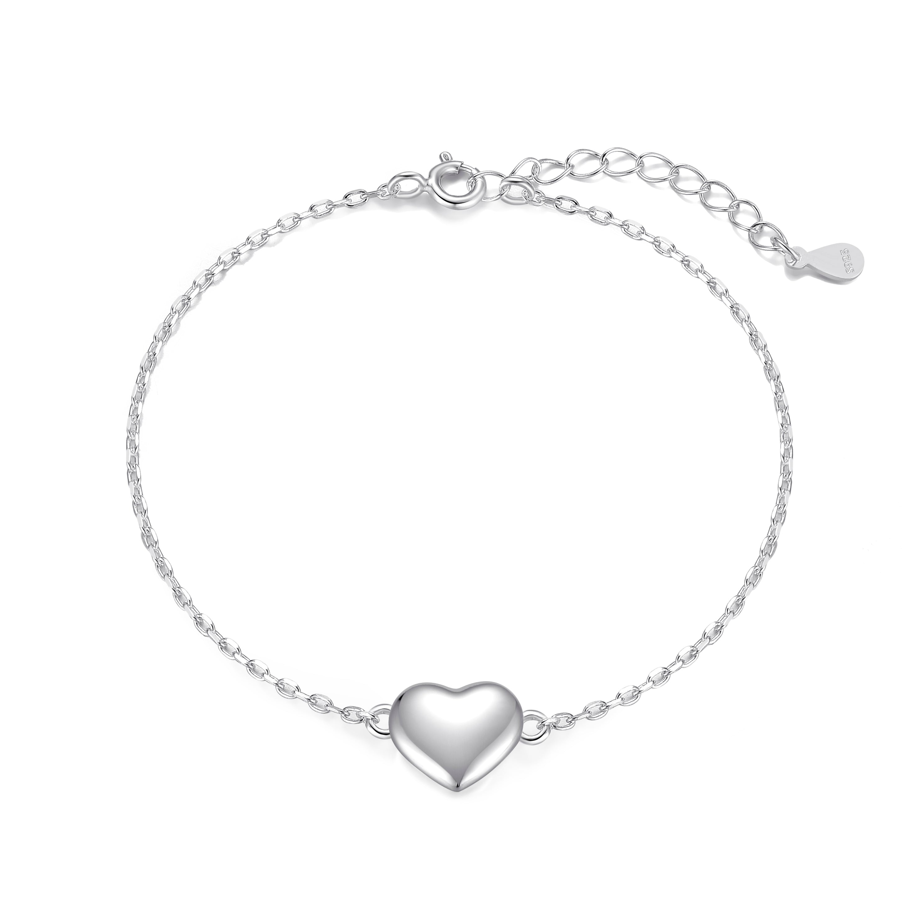 Sterling Silver Friendship Quote Heart Bracelet