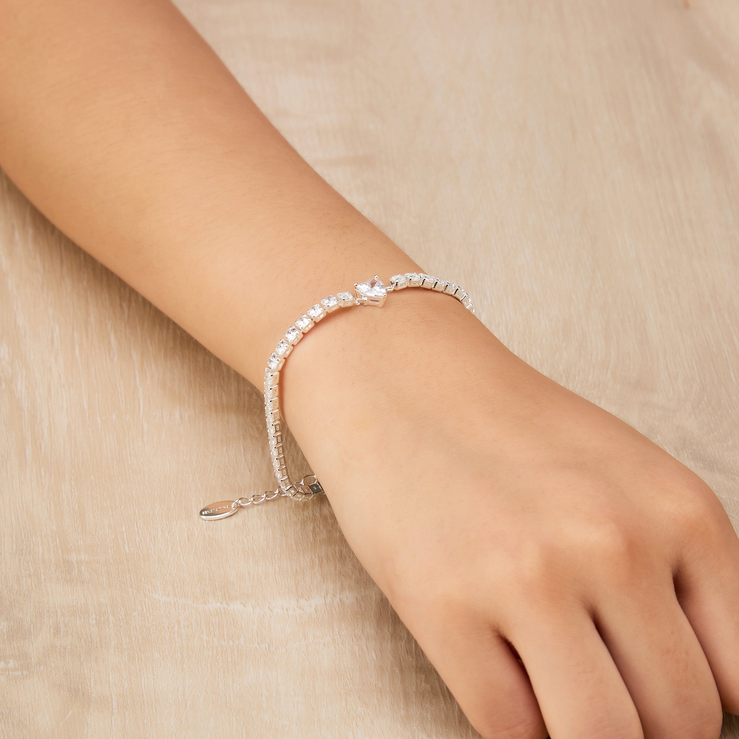 Heart Solitaire Tennis Bracelet Created with Zircondia® Crystals