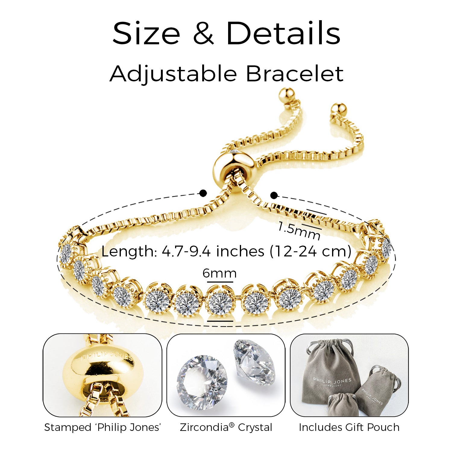 Gold Plated Friendship Bracelet with Zircondia® Crystals