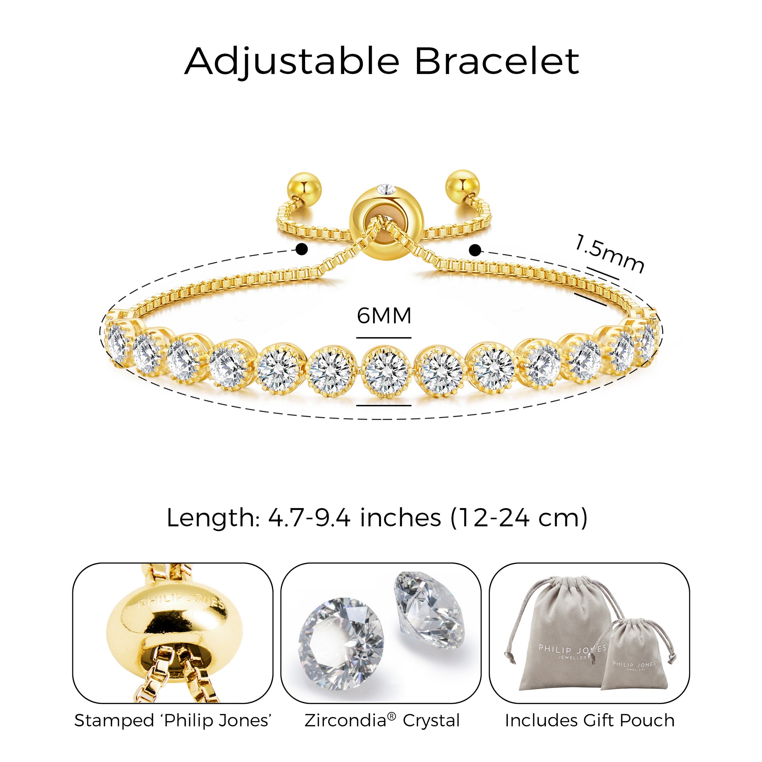 Gold Plated Friendship Bracelet with Zircondia® Crystals