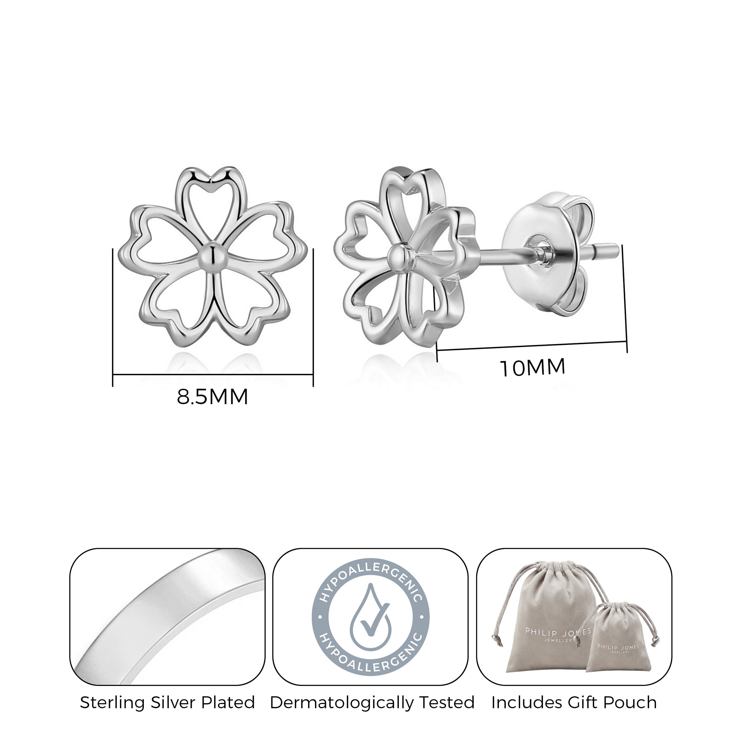 Silver Plated Flower Petal Earrings