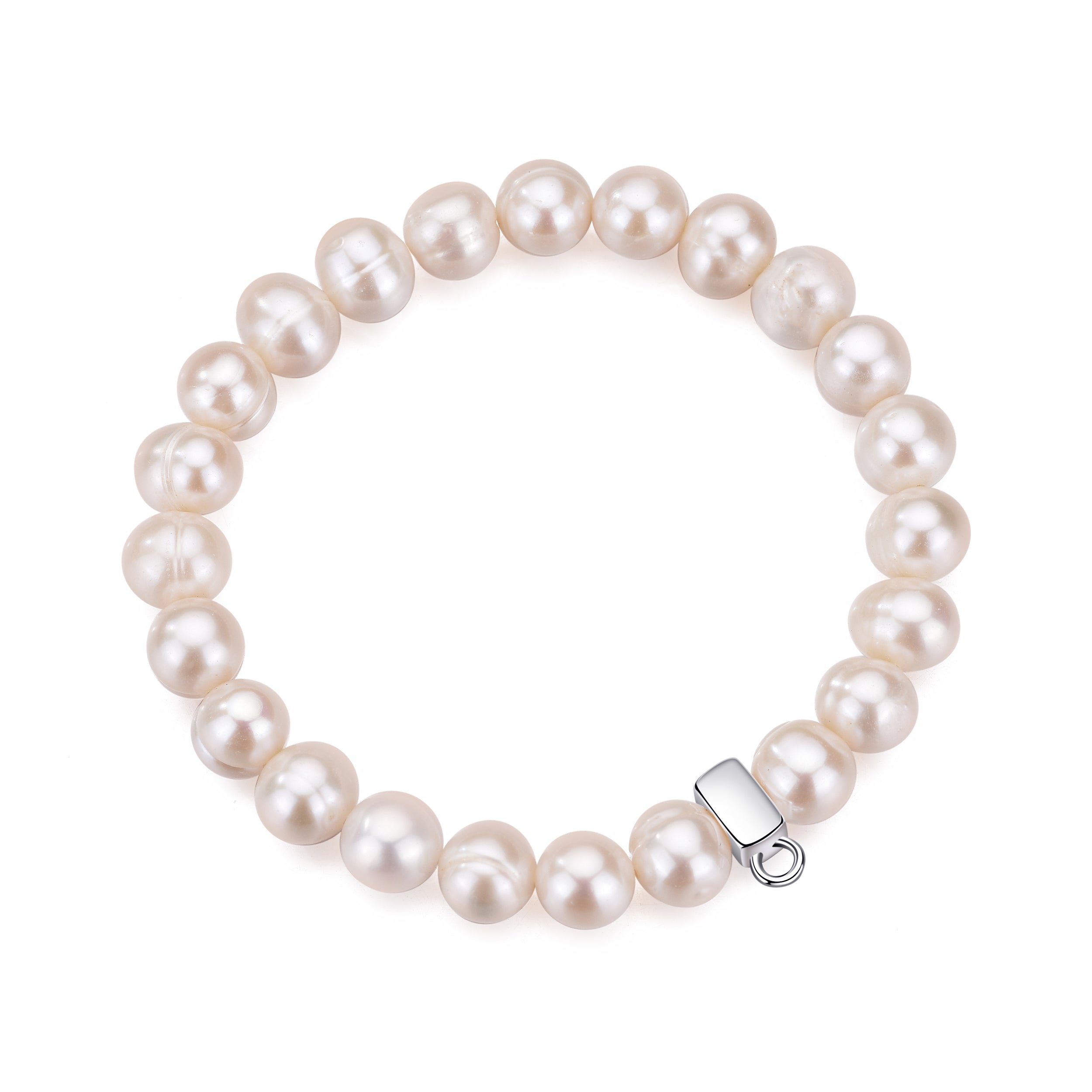 Freshwater Baroque Pearl Stretch Bracelet with Charm Created with Zircondia® Crystals