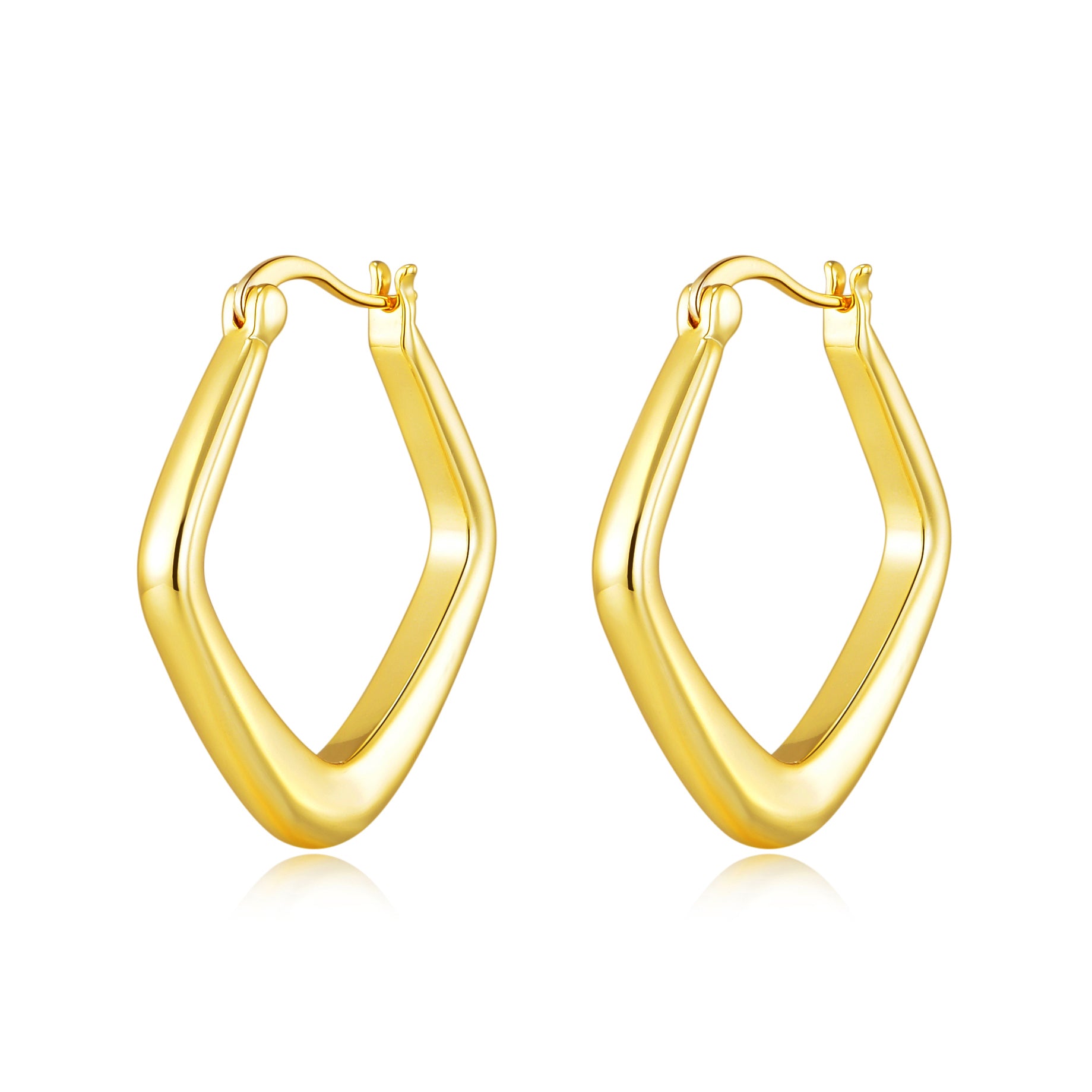 Gold Plated Rounded Diamond Hoop Earrings