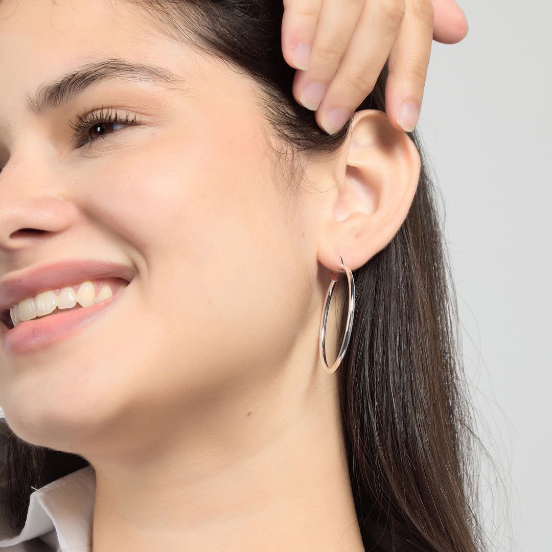 Sterling Silver 40mm Hoop Earrings
