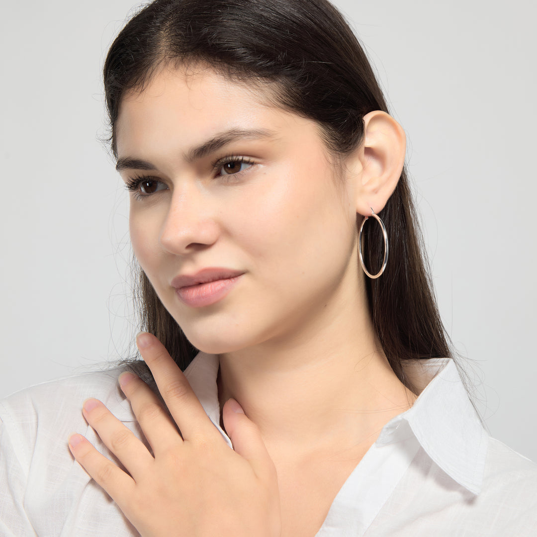 Sterling Silver 40mm Hoop Earrings