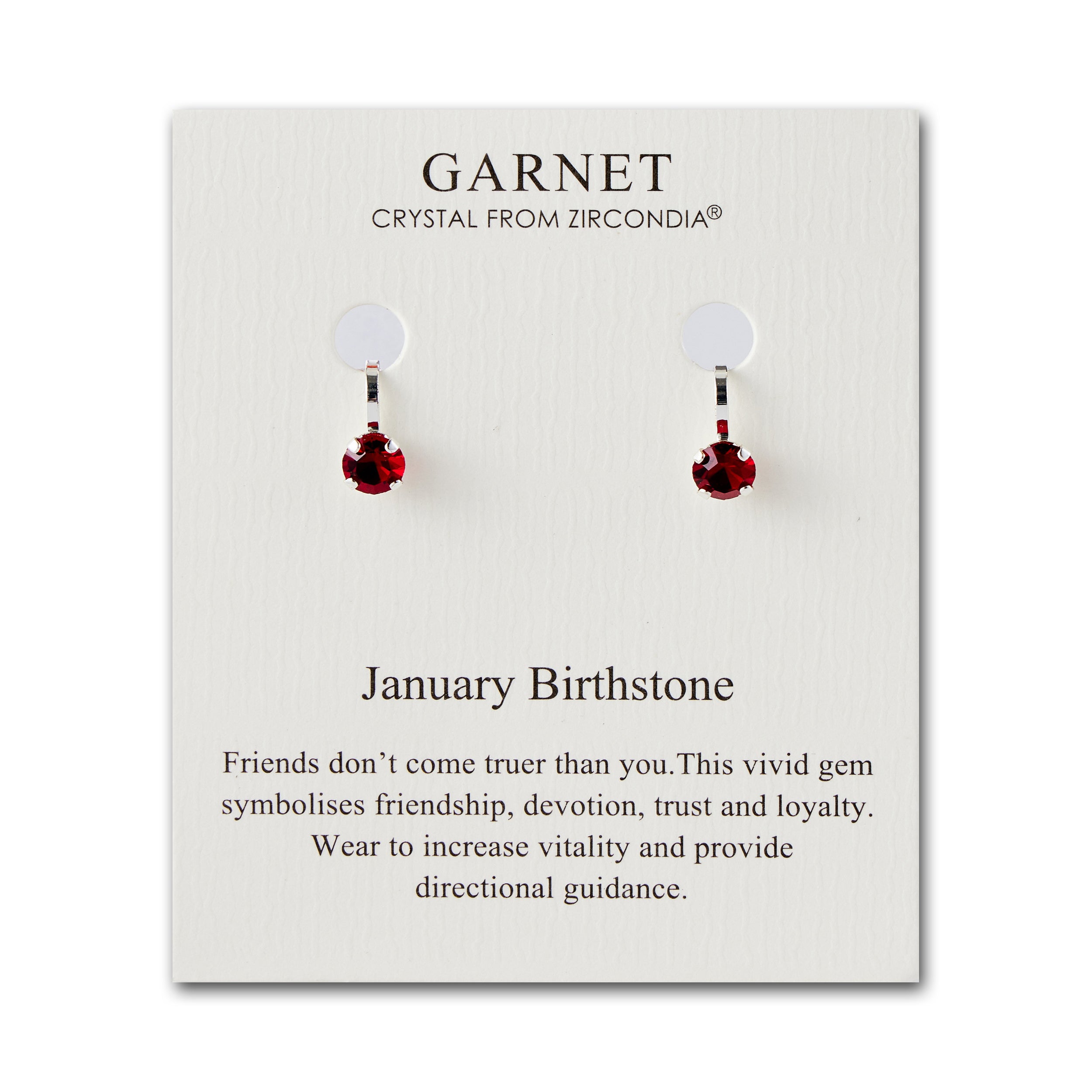 January (Garnet) Birthstone Clip On Earrings Created with Zircondia® Crystals