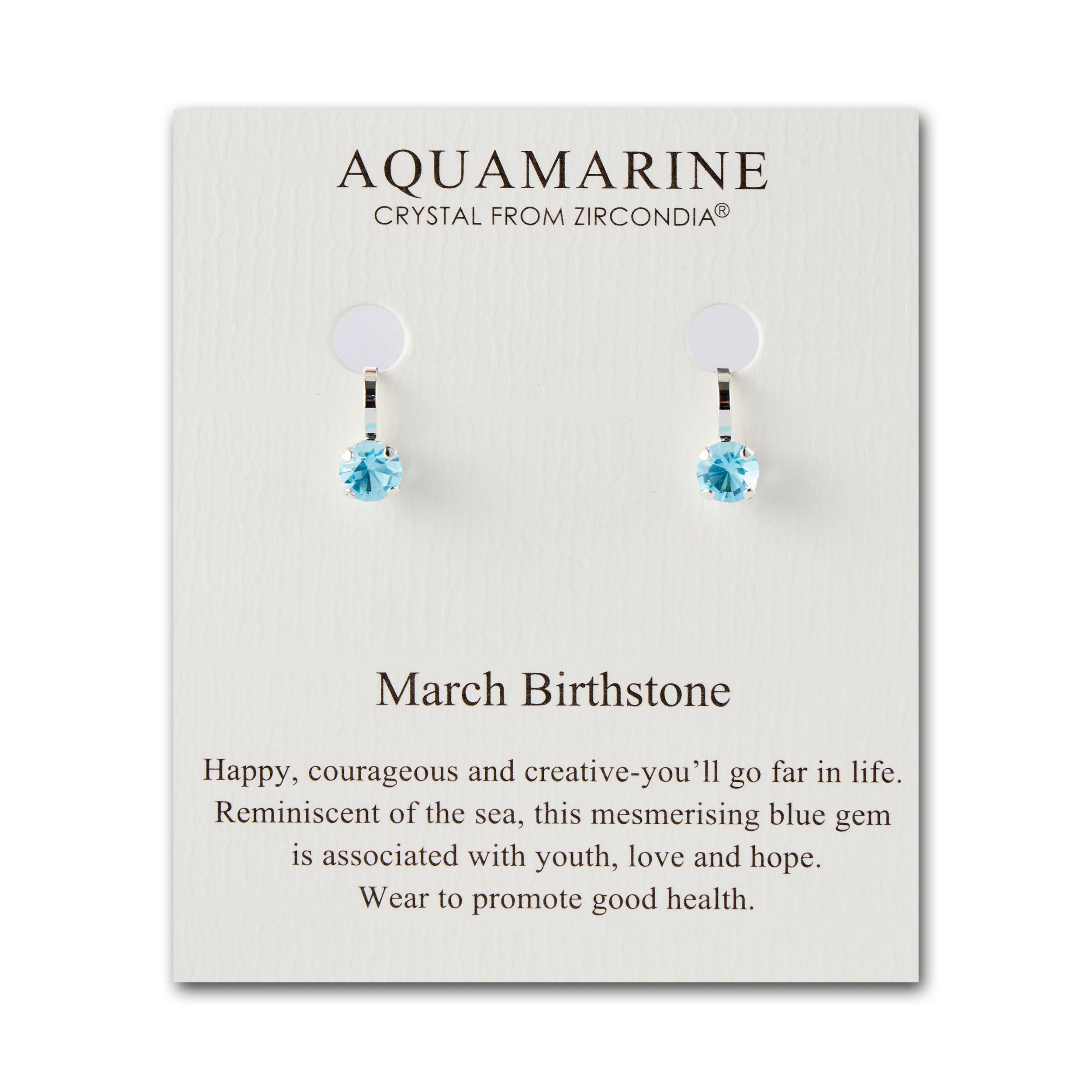 March (Aquamarine) Birthstone Clip On Earrings Created with Zircondia® Crystals