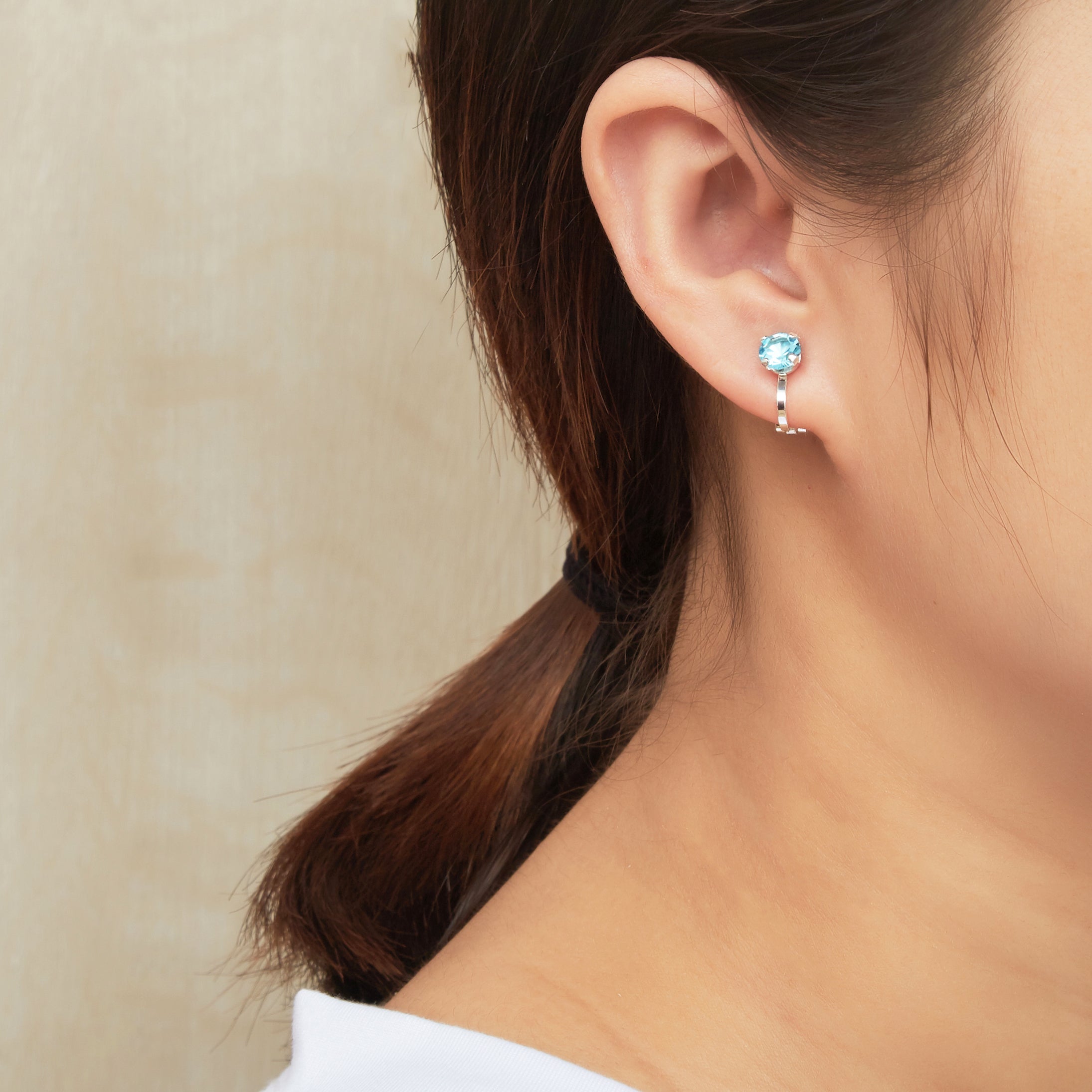 Light Blue Crystal Clip On Earrings Created with Zircondia® Crystals