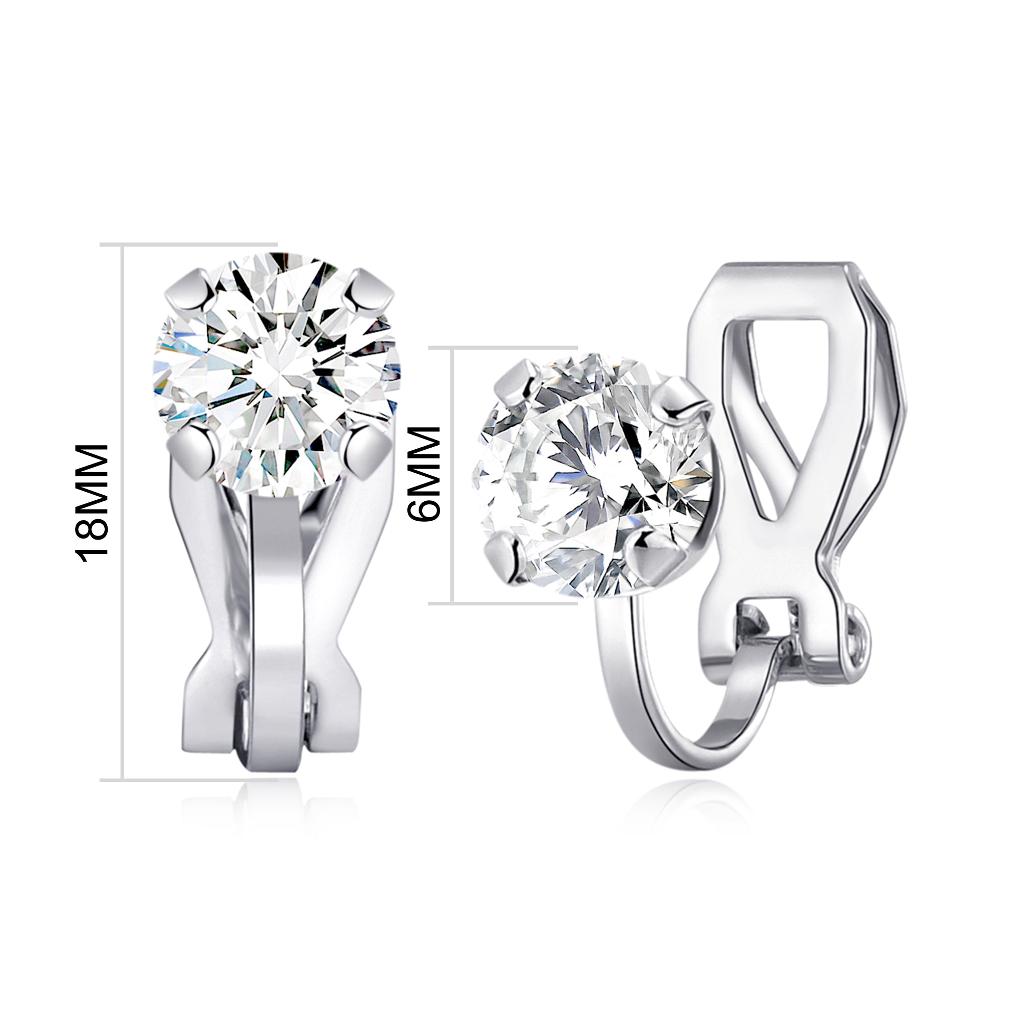 April (Diamond) Birthstone Clip On Earrings Created with Zircondia® Crystals