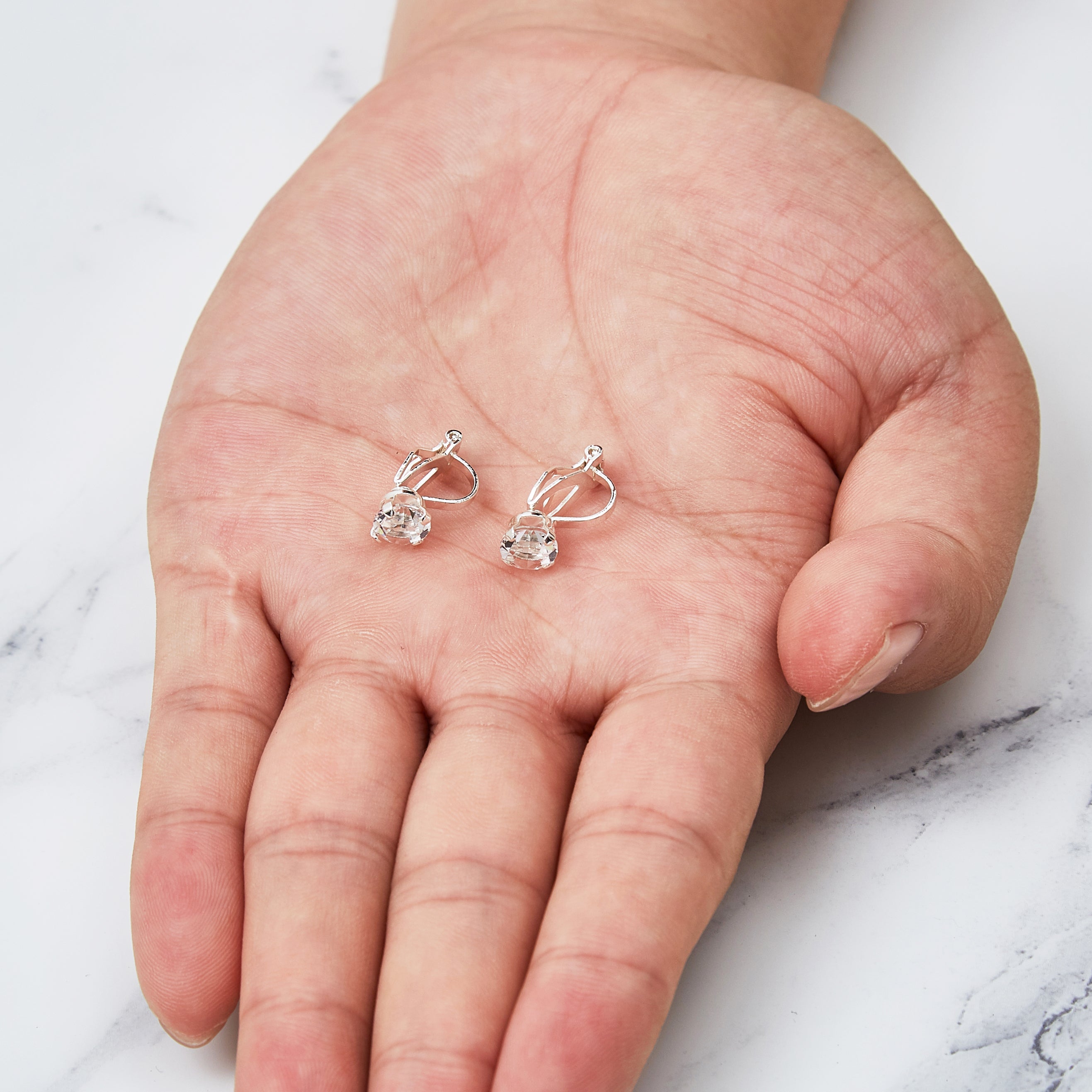 April (Diamond) Birthstone Clip On Earrings Created with Zircondia® Crystals