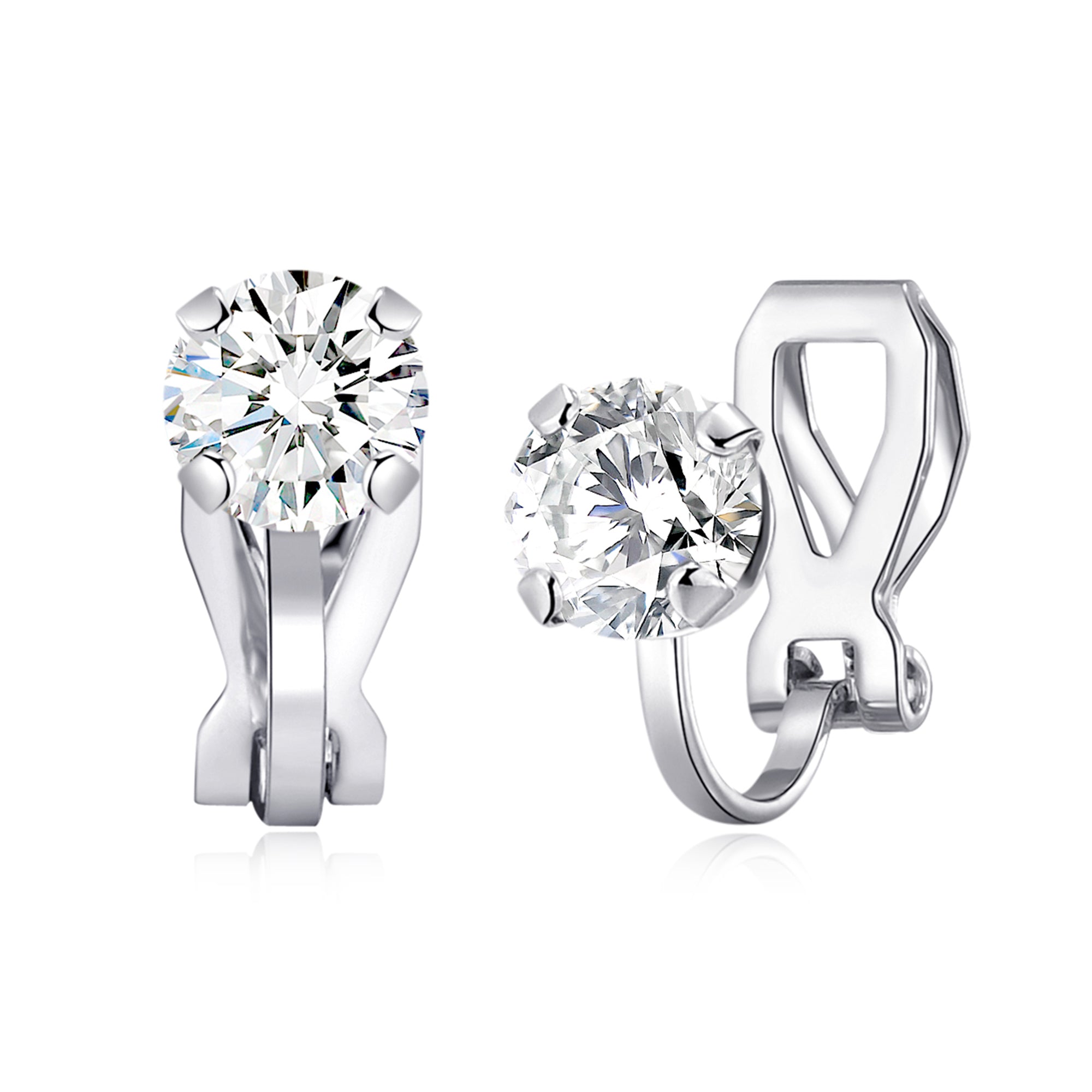 April (Diamond) Birthstone Clip On Earrings Created with Zircondia® Crystals by Philip Jones Jewellery