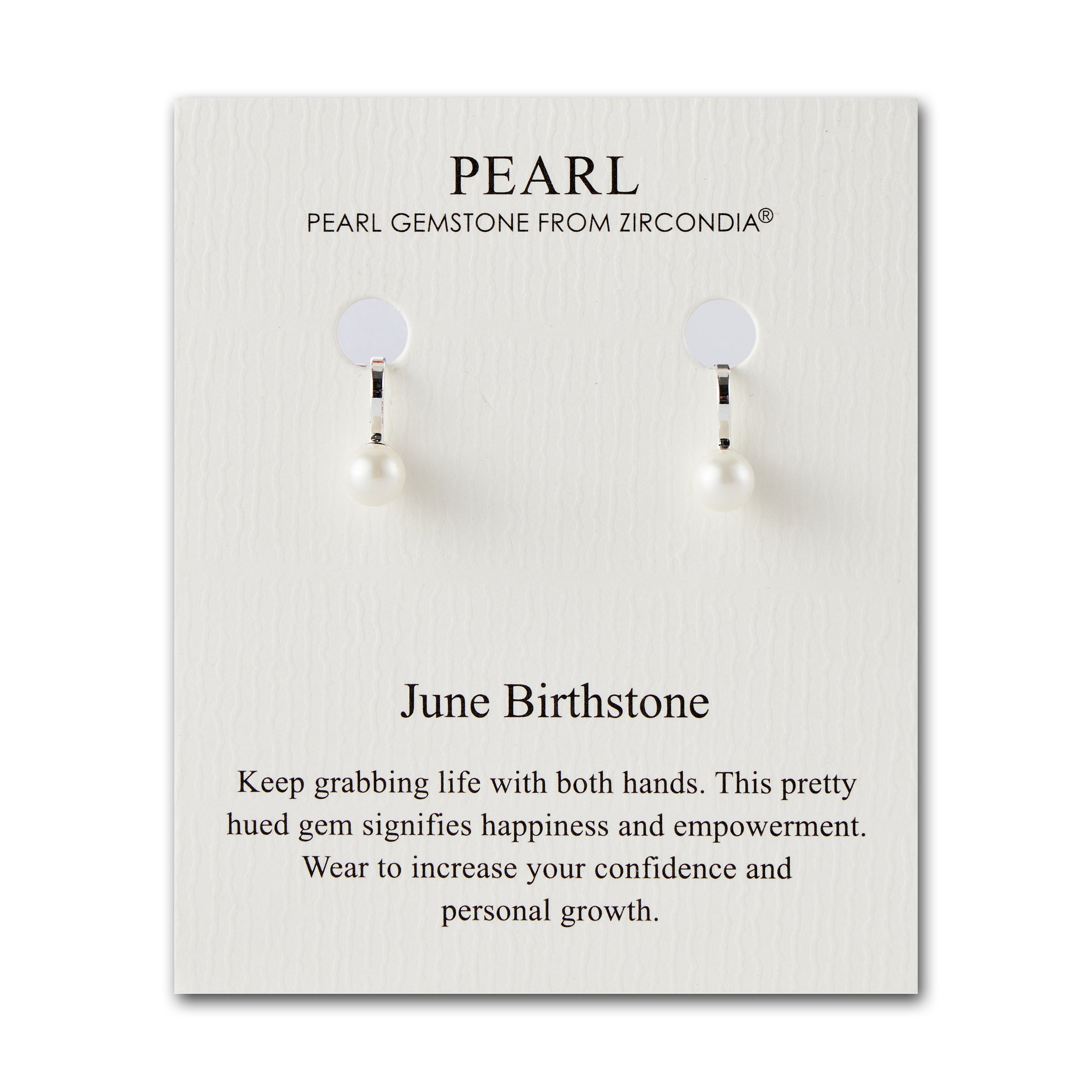 June (Pearl) Birthstone Clip On Earrings Created with Gemstones from Zircondia®