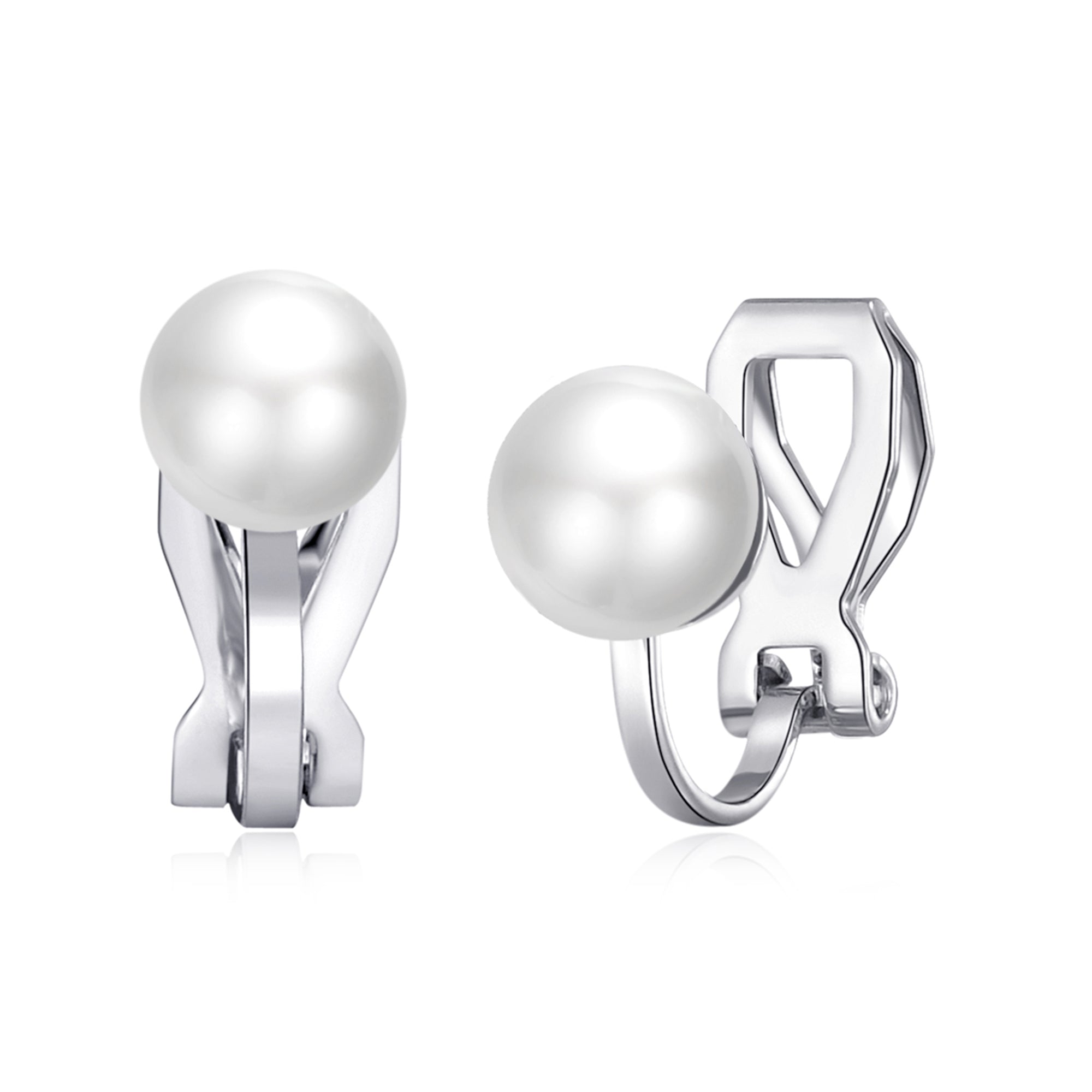 June (Pearl) Birthstone Clip On Earrings Created with Gemstones from Zircondia® by Philip Jones Jewellery