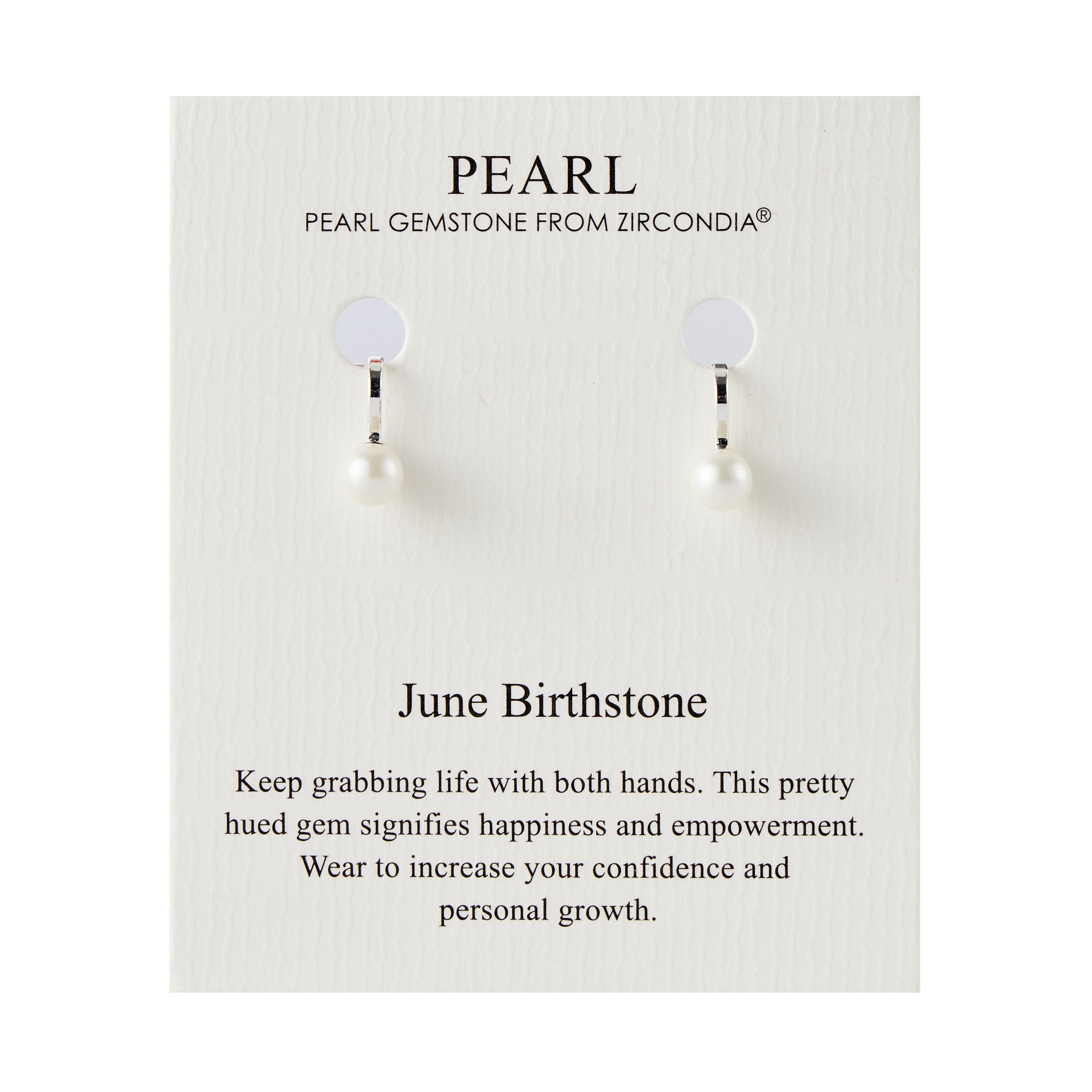 June (Pearl) Birthstone Clip On Earrings Created with Gemstones from Zircondia®
