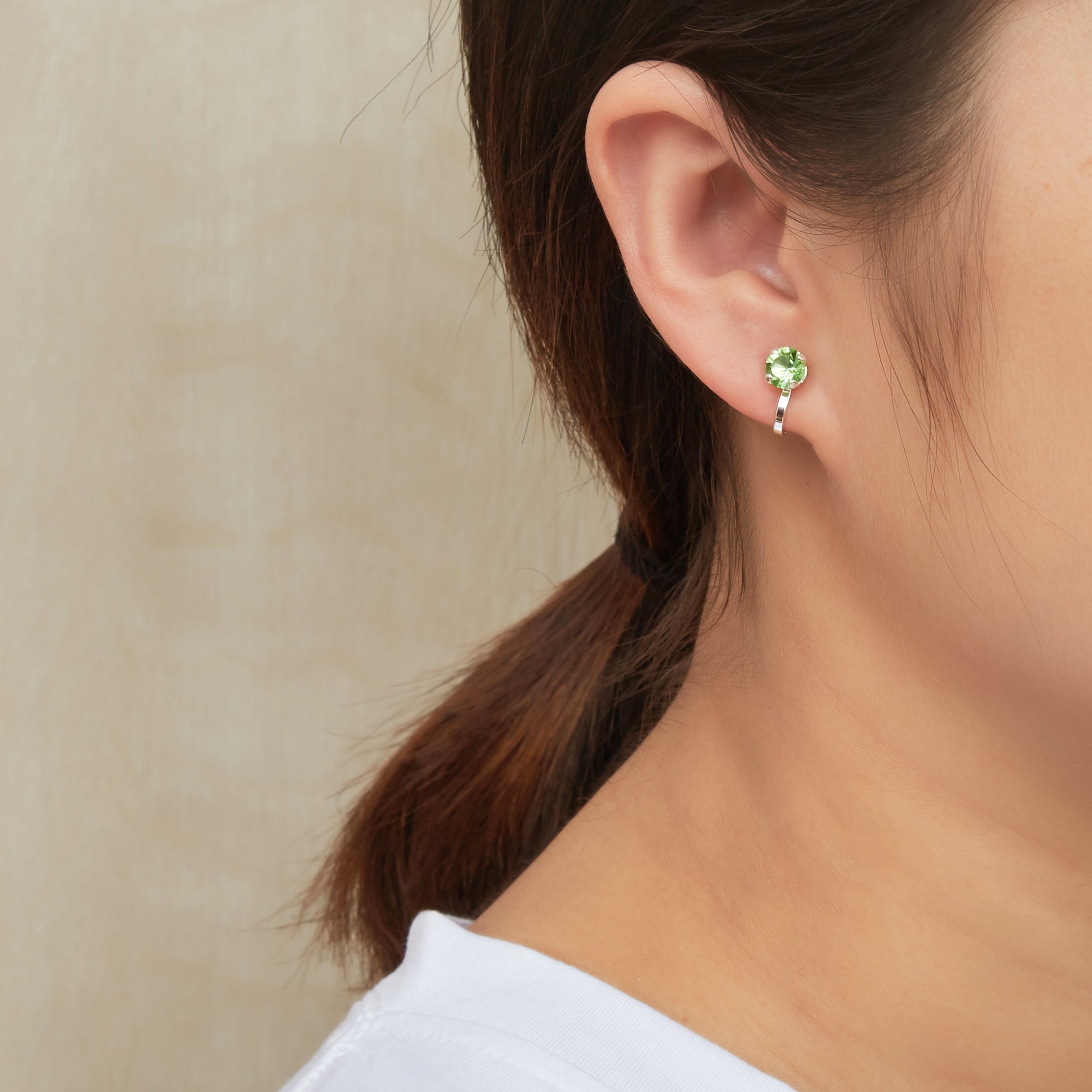 August (Peridot) Birthstone Clip On Earrings Created with Zircondia® Crystals