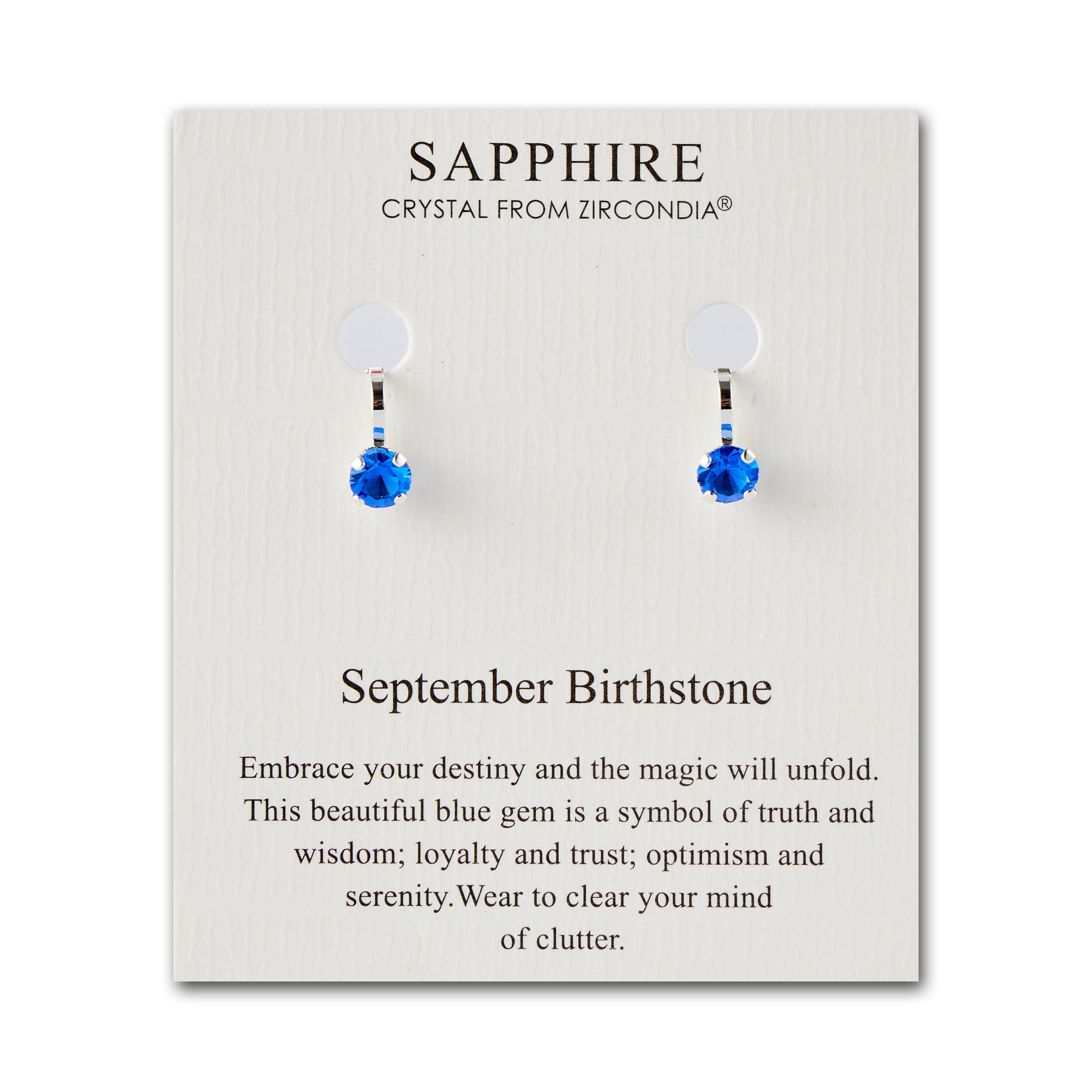 September (Sapphire) Birthstone Clip On Earrings Created with Zircondia® Crystals