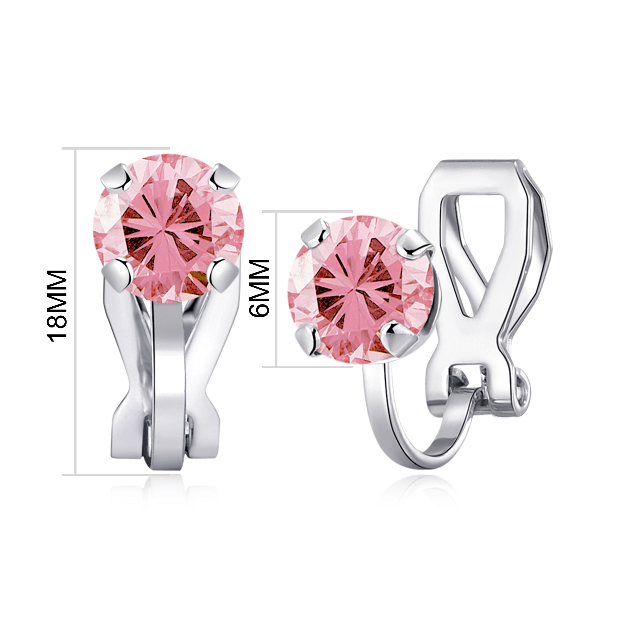 Pink Crystal Clip On Earrings Created with Zircondia® Crystals