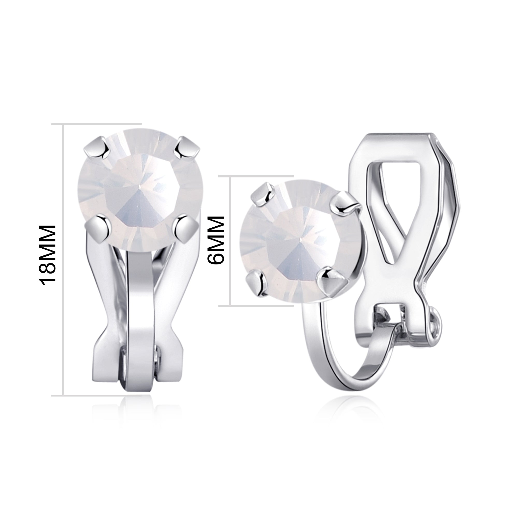 October (White Opal) Birthstone Clip On Earrings Created with Zircondia® Crystals