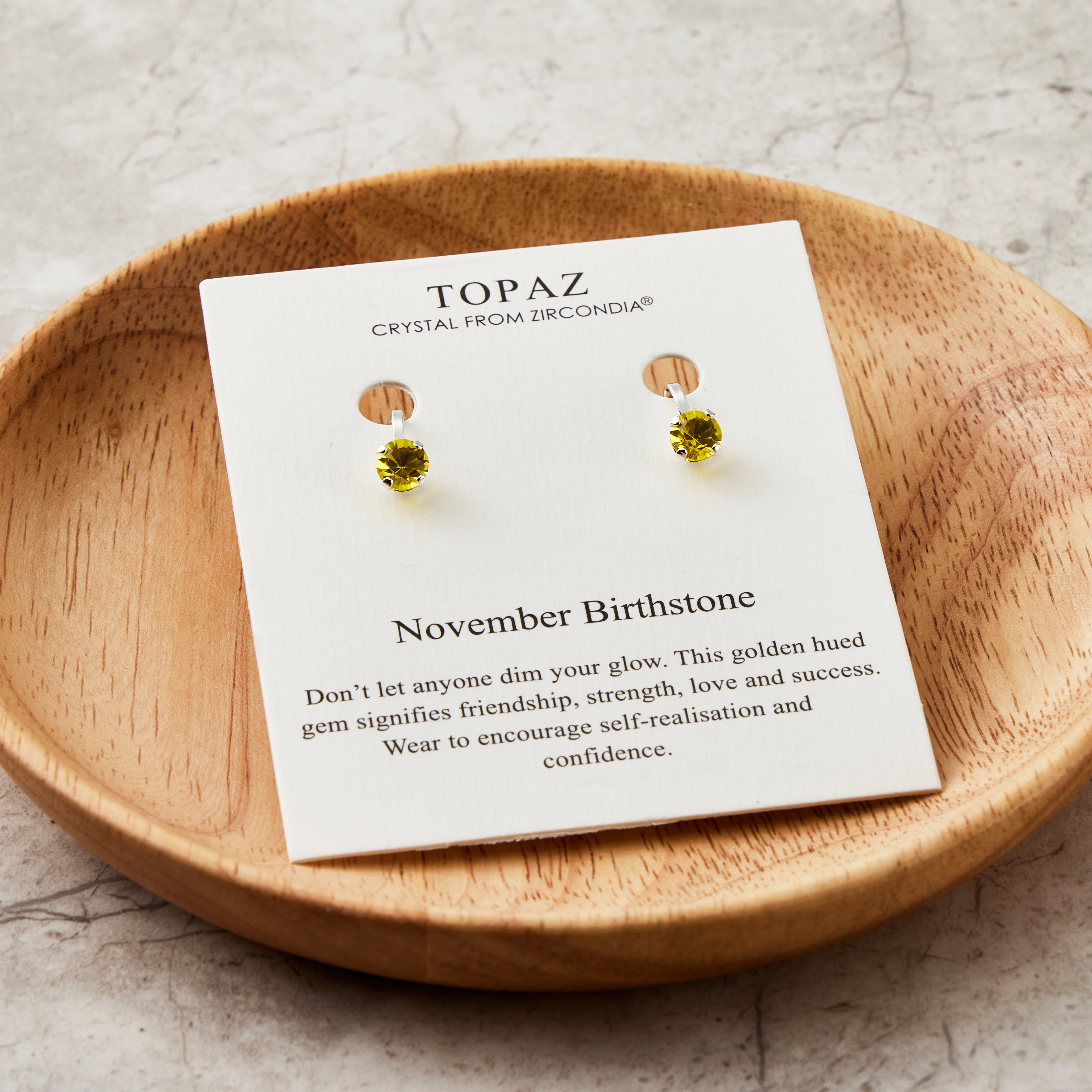 November (Topaz) Birthstone Clip On Earrings Created with Zircondia® Crystals