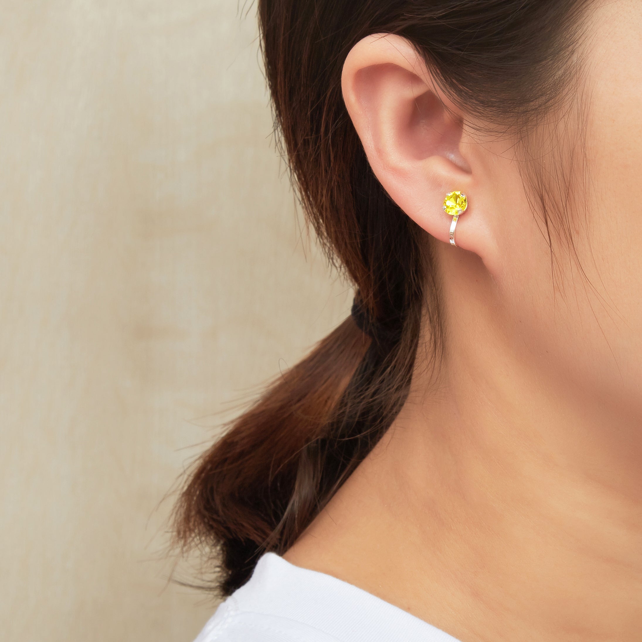 Yellow Crystal Clip On Earrings Created with Zircondia® Crystals