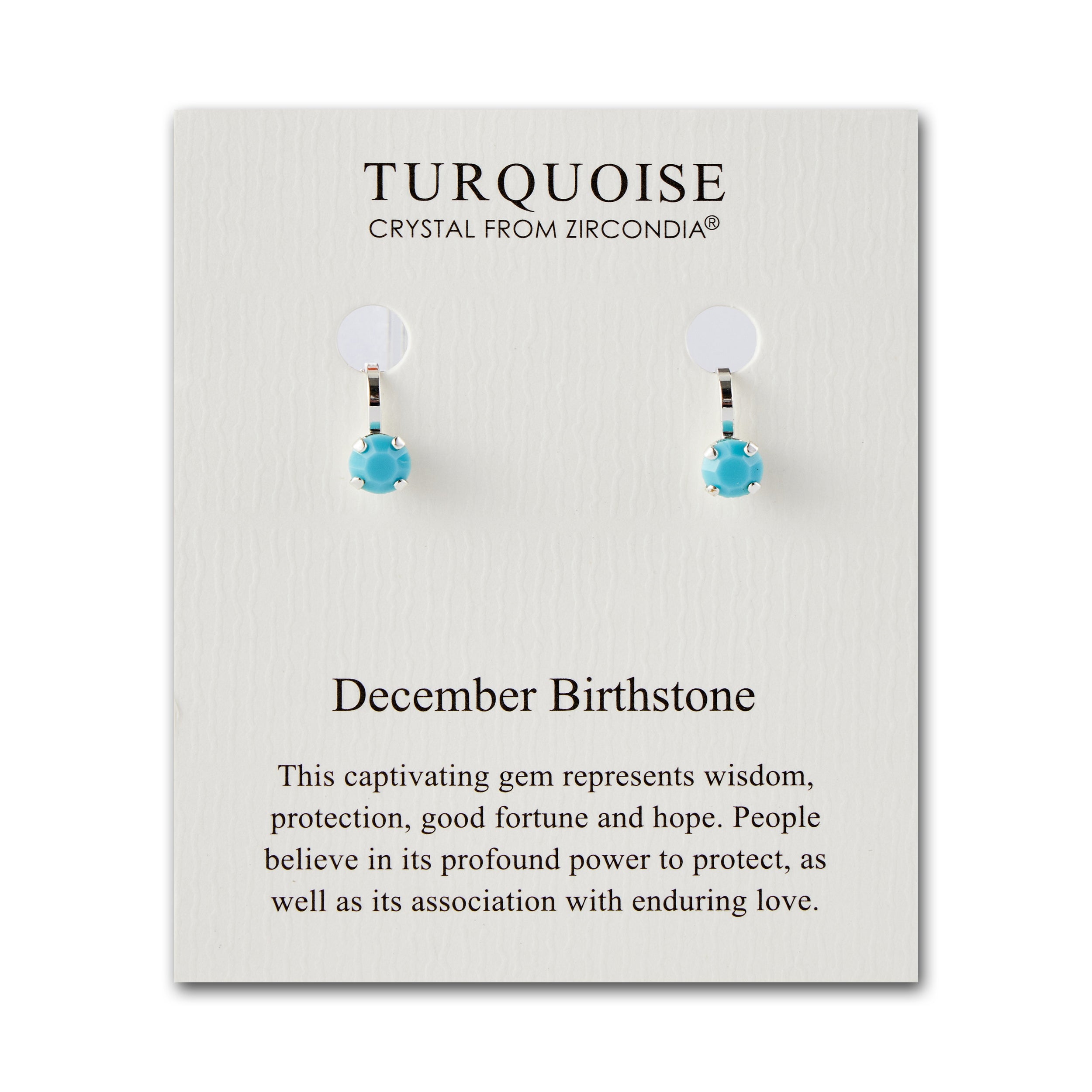 December (Turquoise) Birthstone Clip On Earrings Created with Zircondia® Crystals