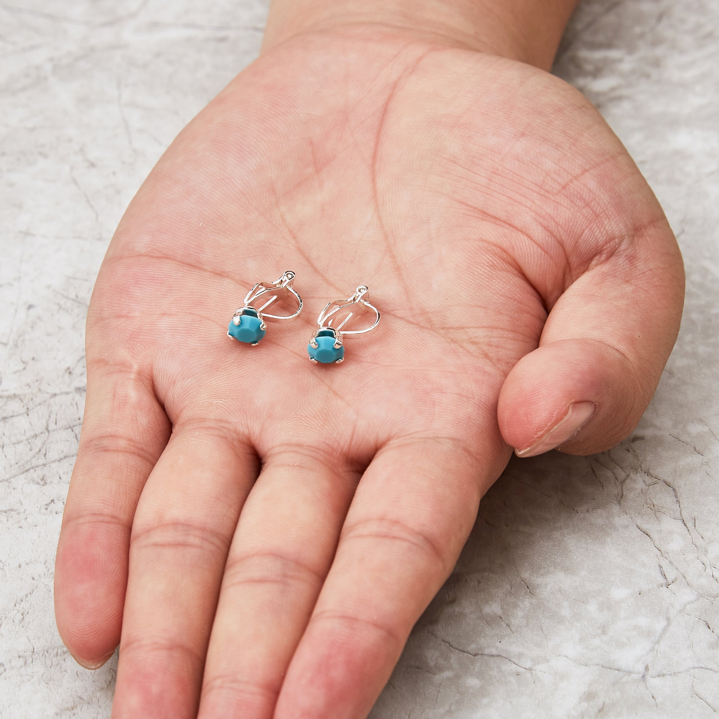 Turquoise Crystal Clip On Earrings Created with Zircondia® Crystals