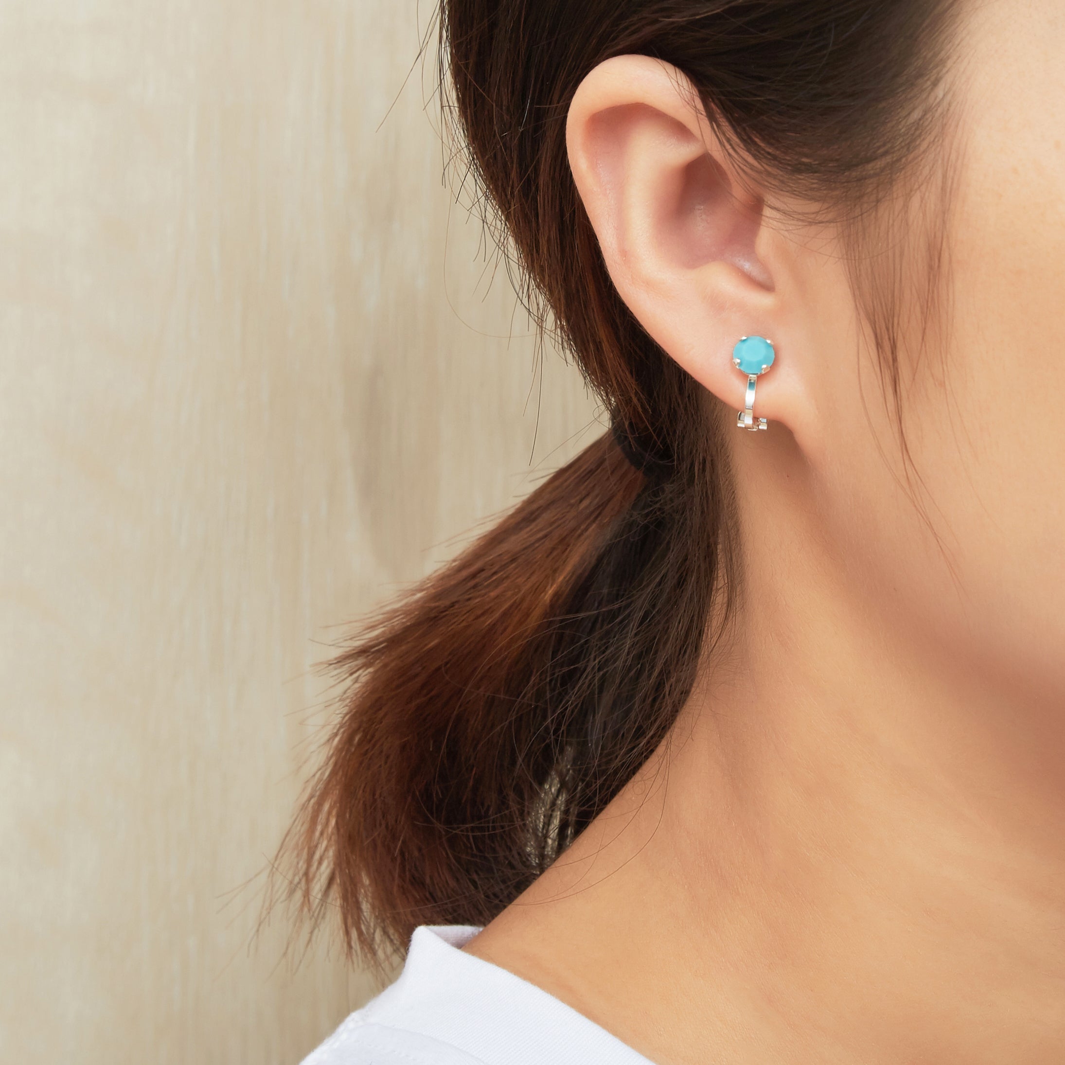 Turquoise Crystal Clip On Earrings Created with Zircondia® Crystals