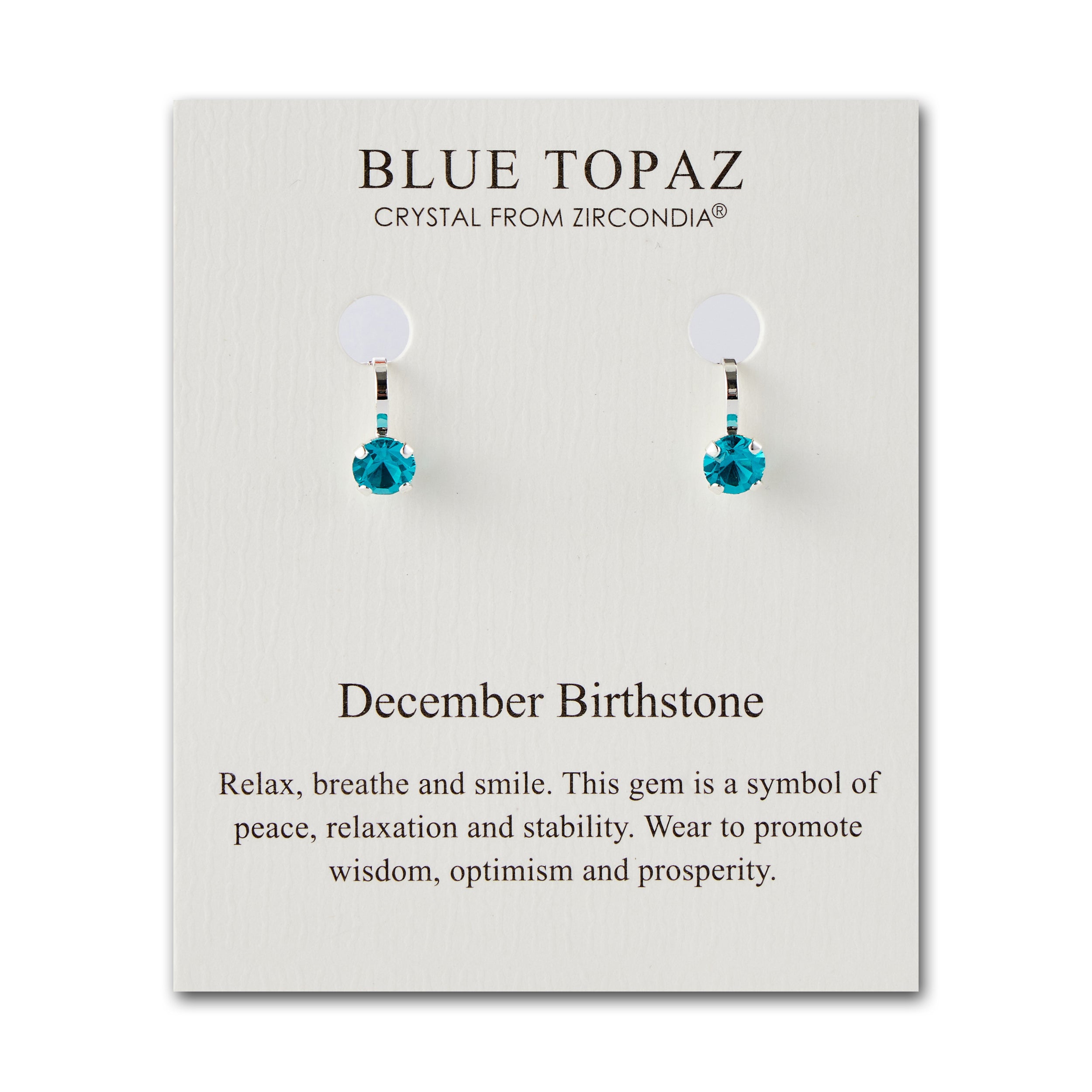 December (Blue Topaz) Birthstone Clip On Earrings Created with Zircondia® Crystals