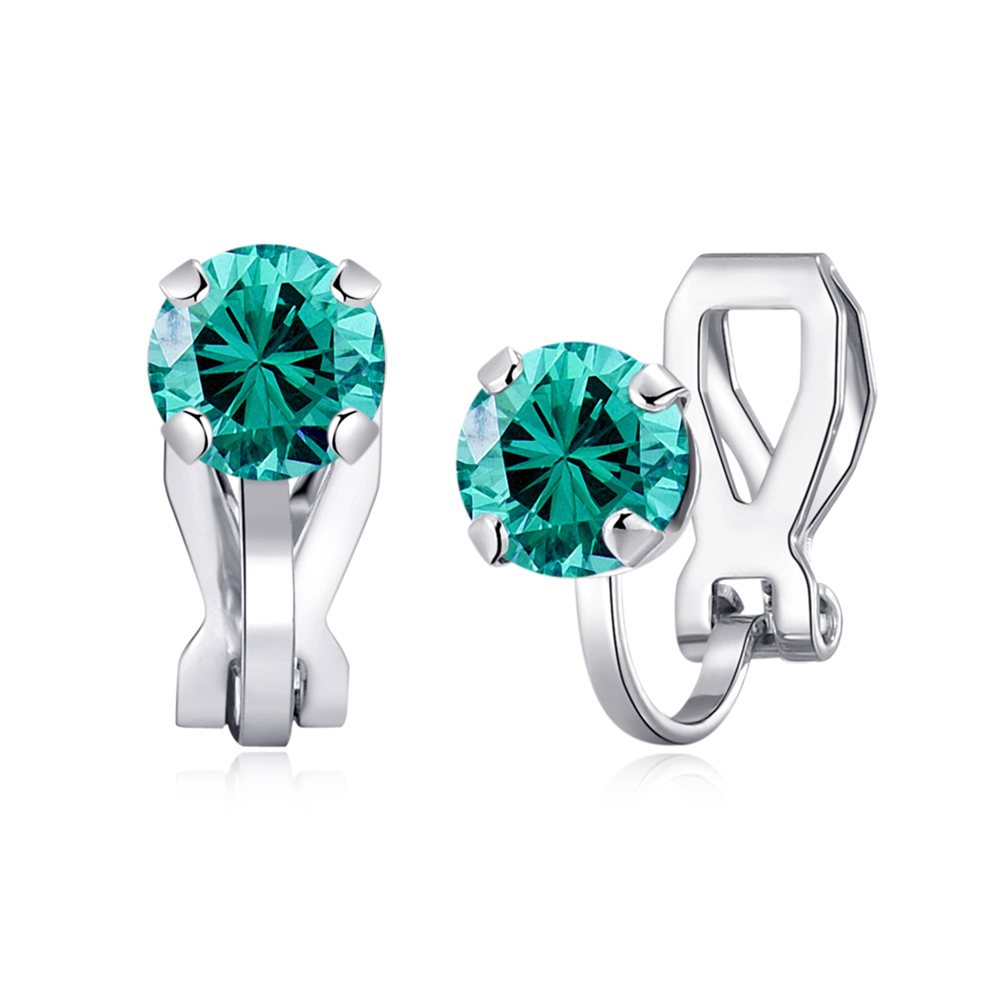 December (Blue Topaz) Birthstone Clip On Earrings Created with Zircondia® Crystals by Philip Jones Jewellery