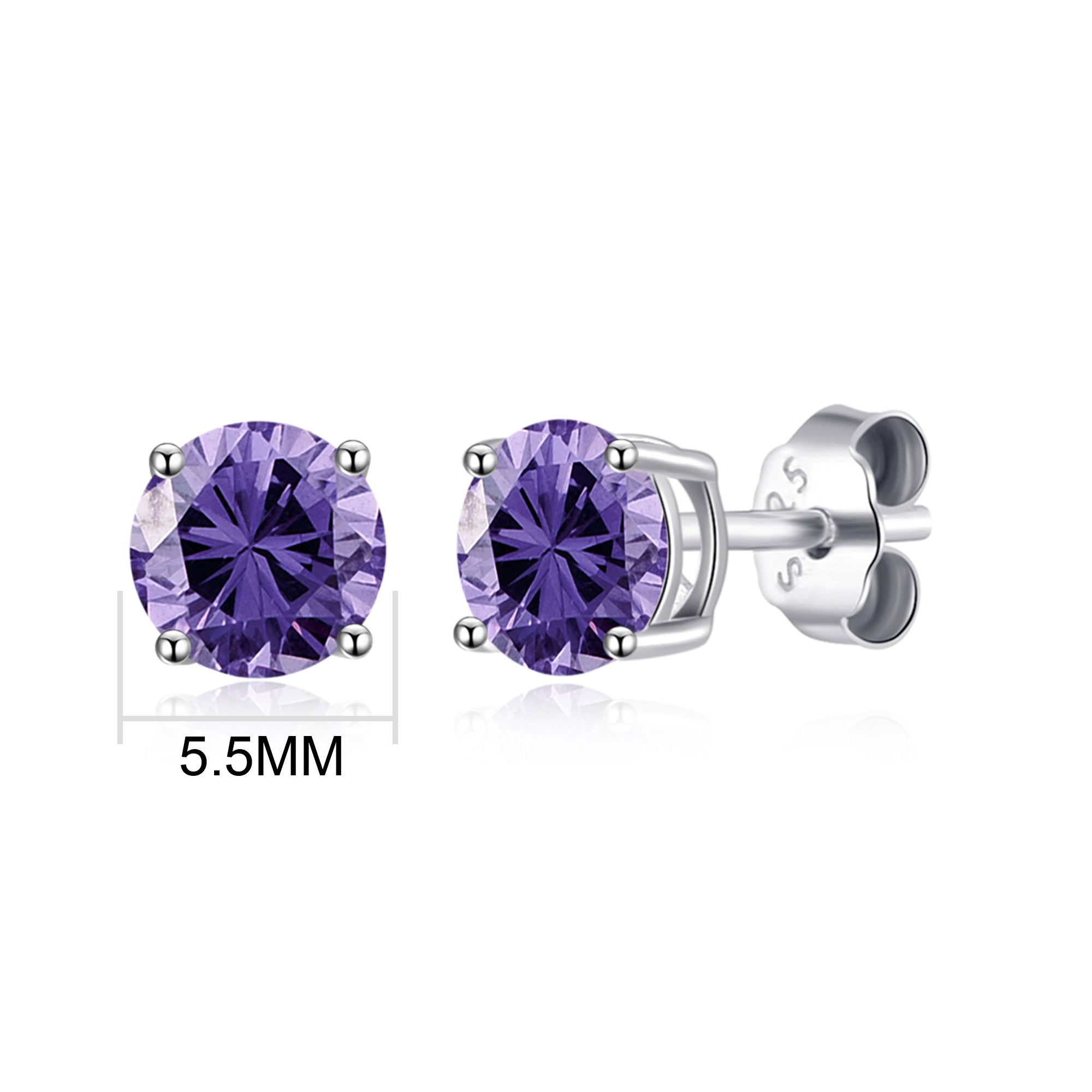 Sterling Silver Light Purple Earrings Created with Zircondia® Crystals
