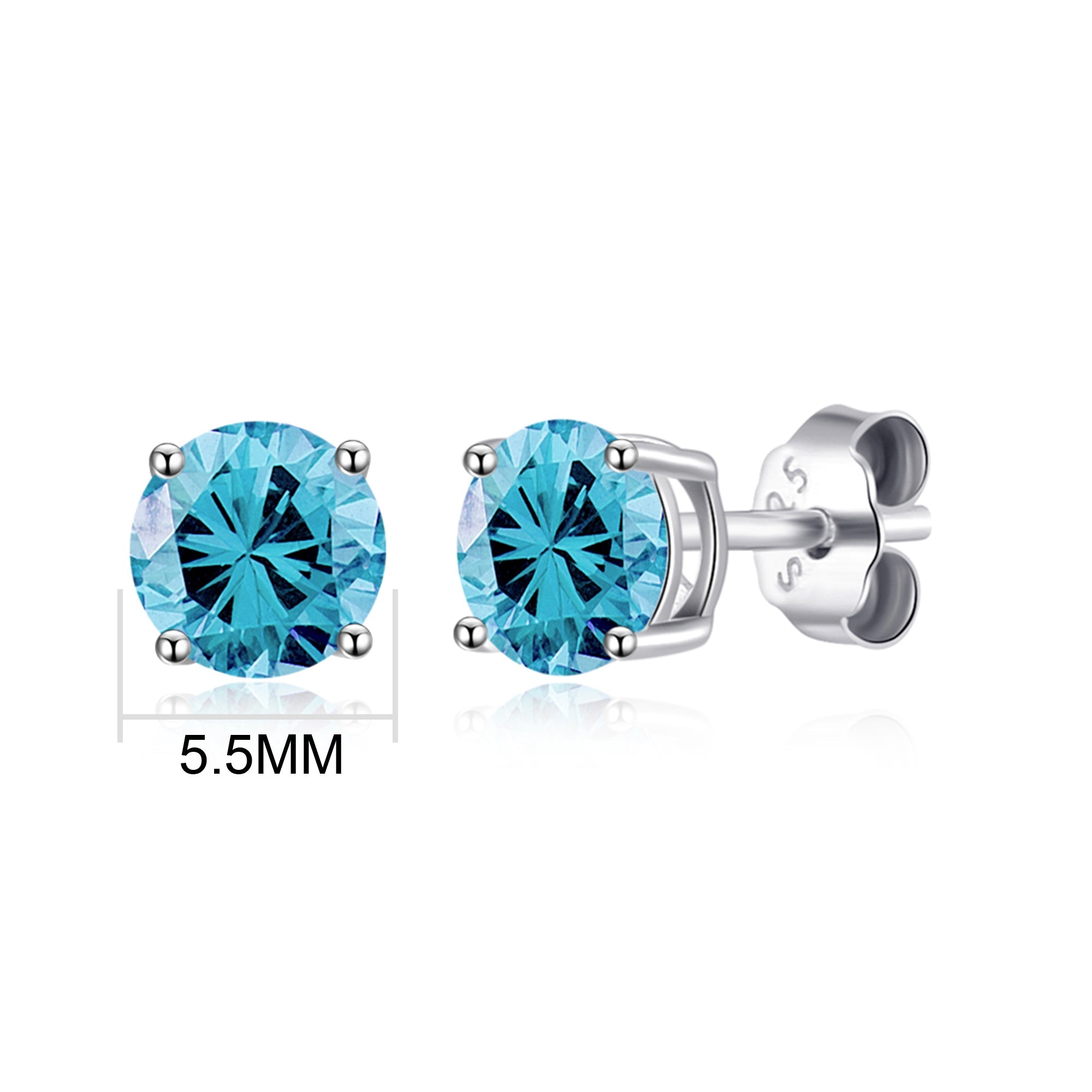 Sterling Silver Light Blue Earrings Created with Zircondia® Crystals