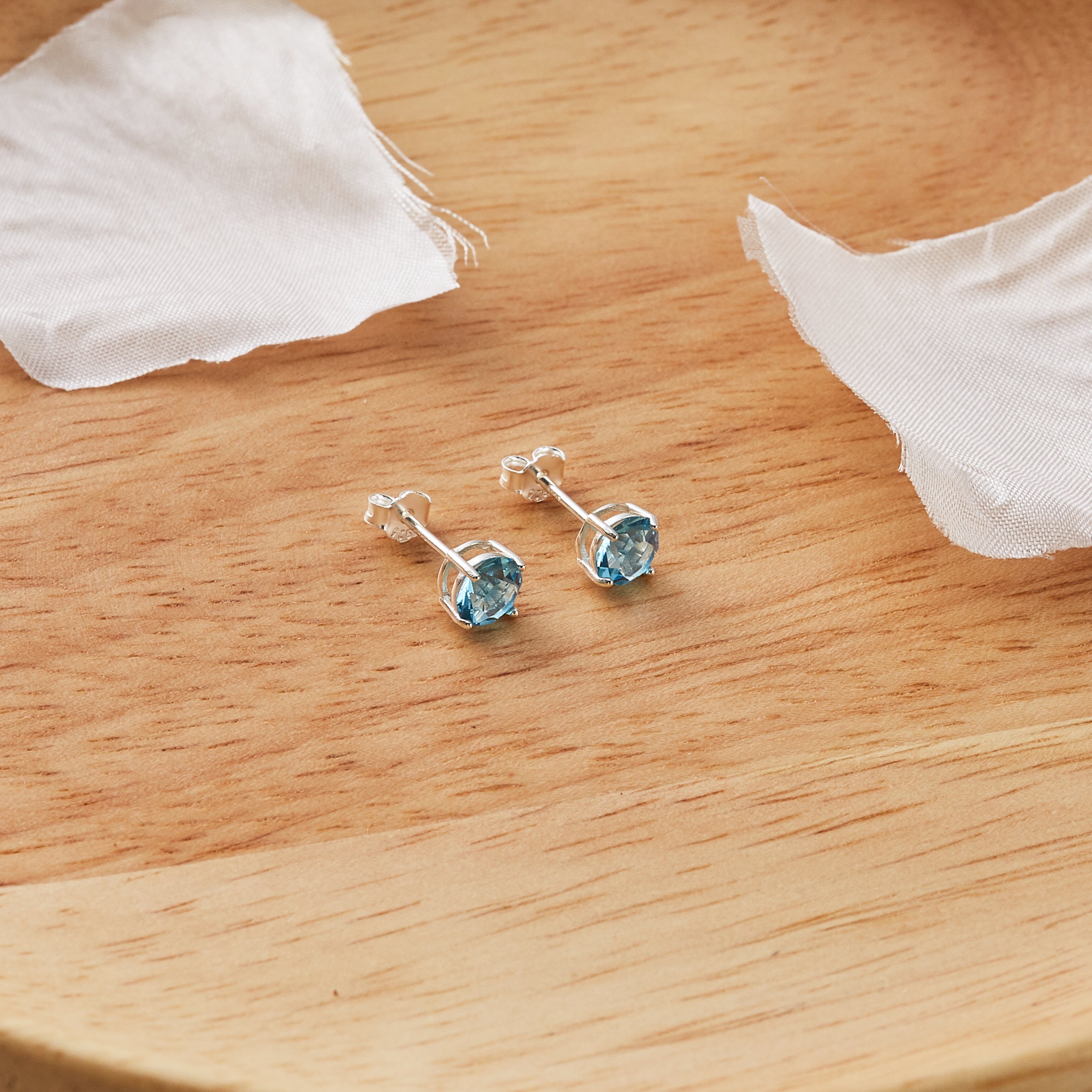 Sterling Silver Light Blue Earrings Created with Zircondia® Crystals