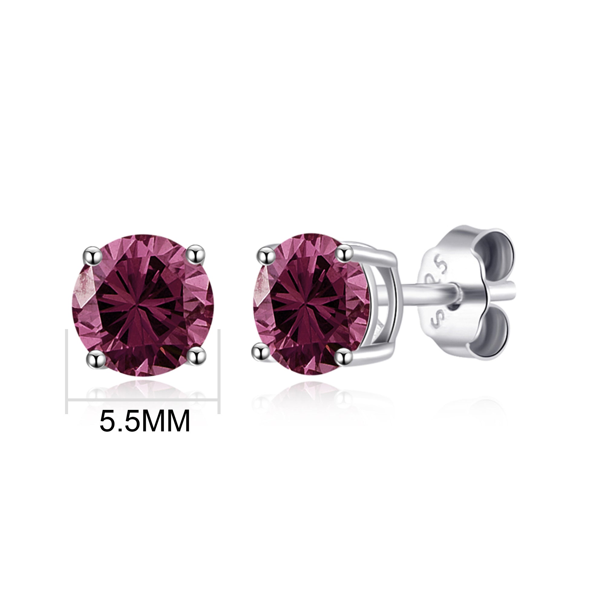 Sterling Silver Purple Earrings Created with Zircondia® Crystals
