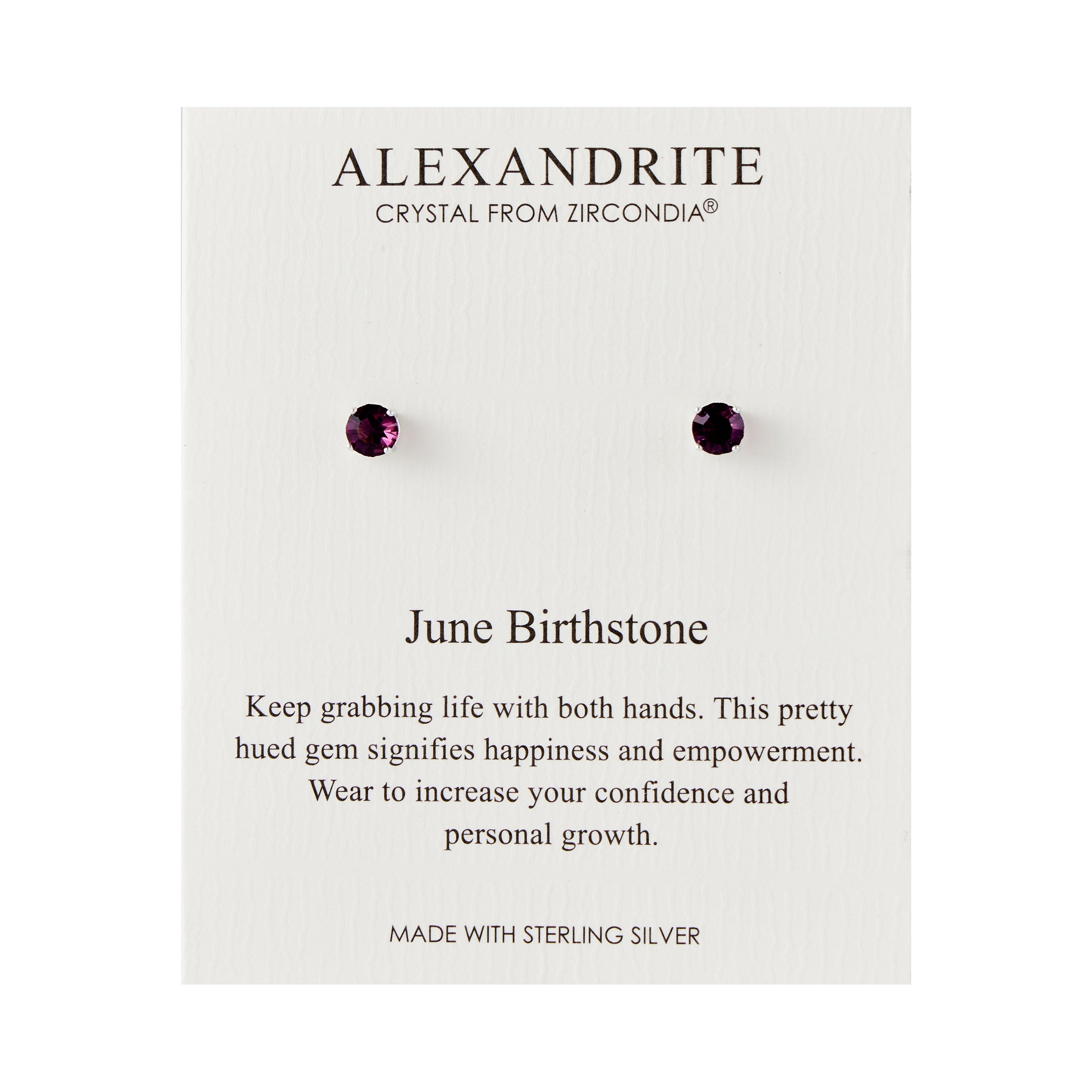 Sterling Silver June (Alexandrite) Birthstone Earrings Created with Zircondia® Crystals