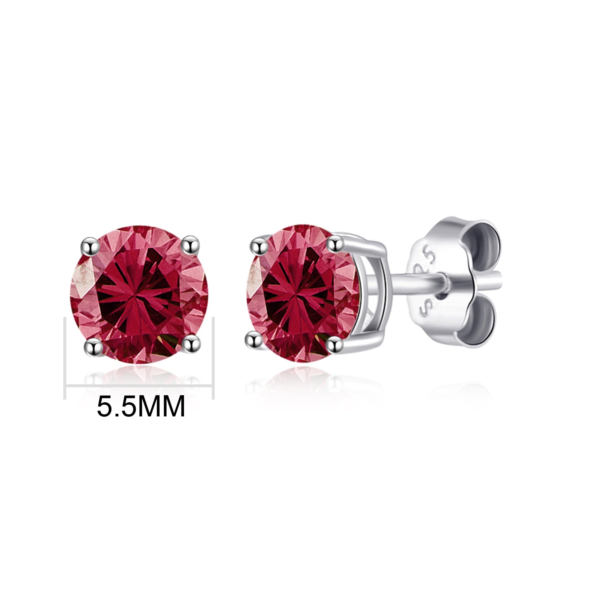 Sterling Silver Red Earrings Created with Zircondia® Crystals