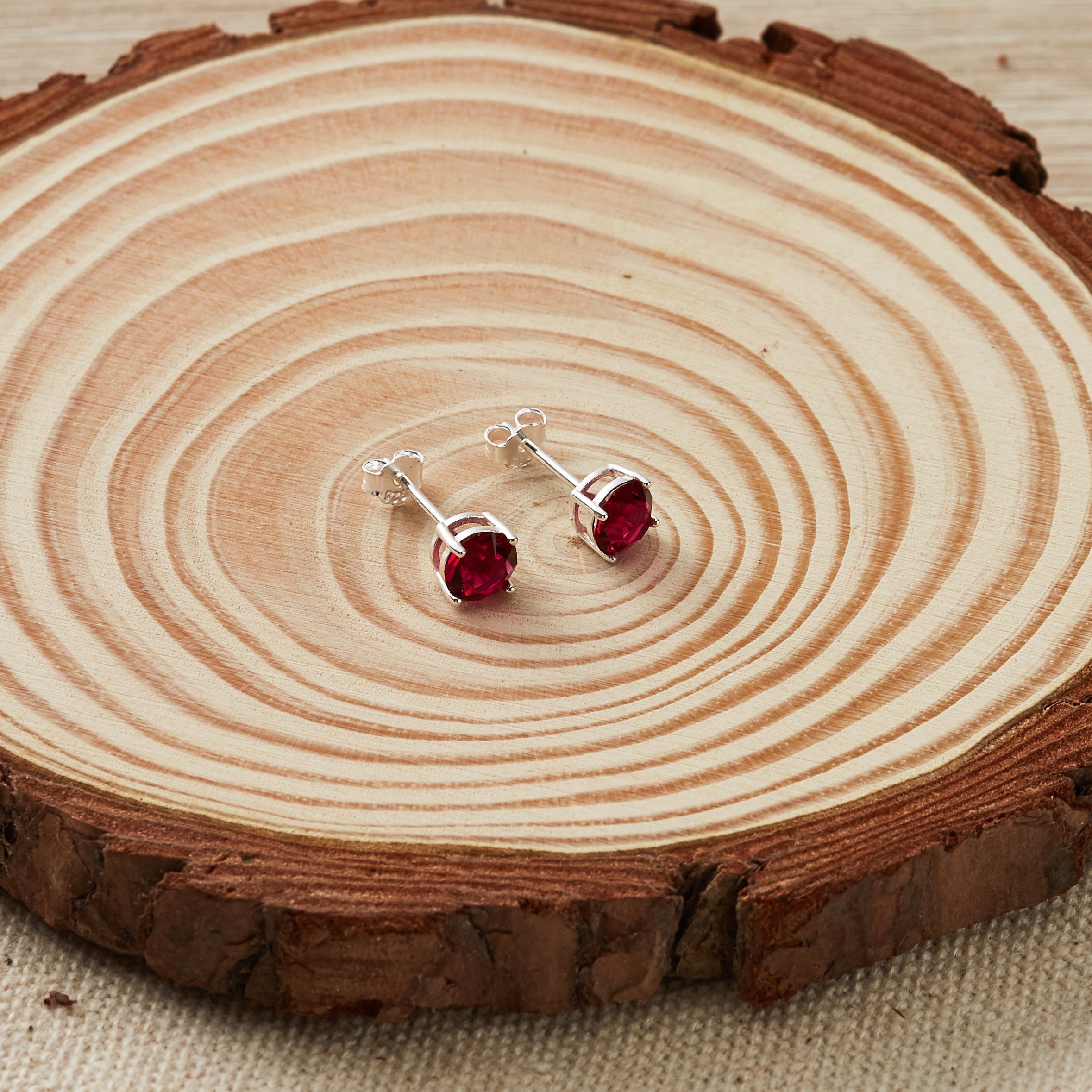 Sterling Silver Red Earrings Created with Zircondia® Crystals