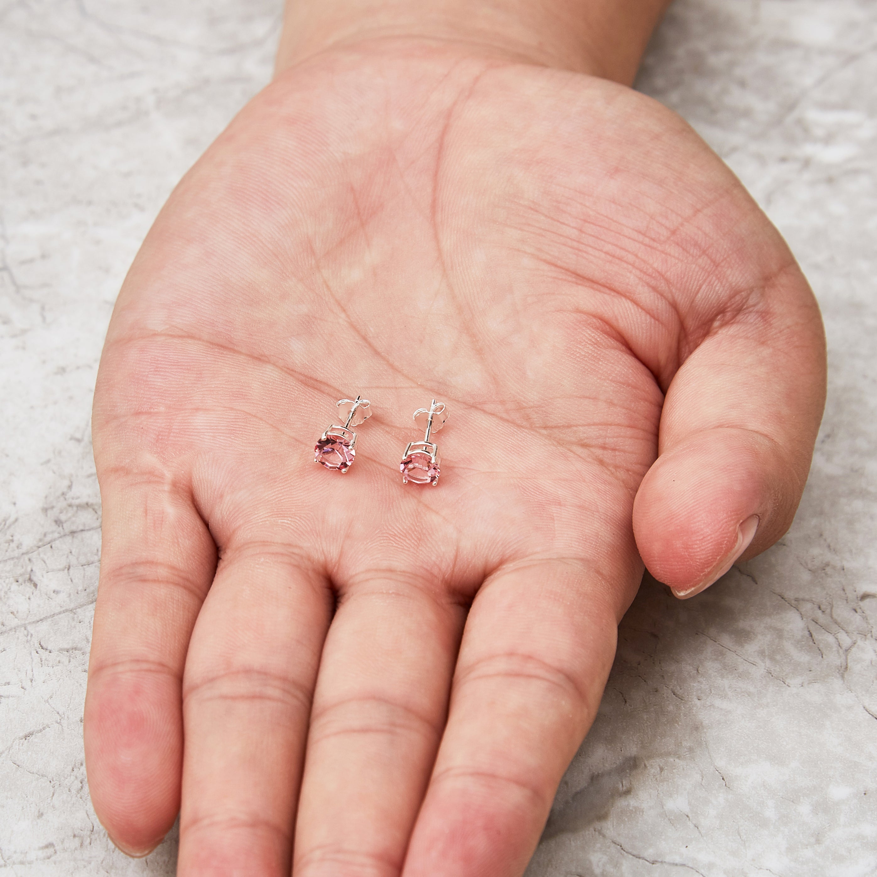 Sterling Silver Pink Earrings Created with Zircondia® Crystals