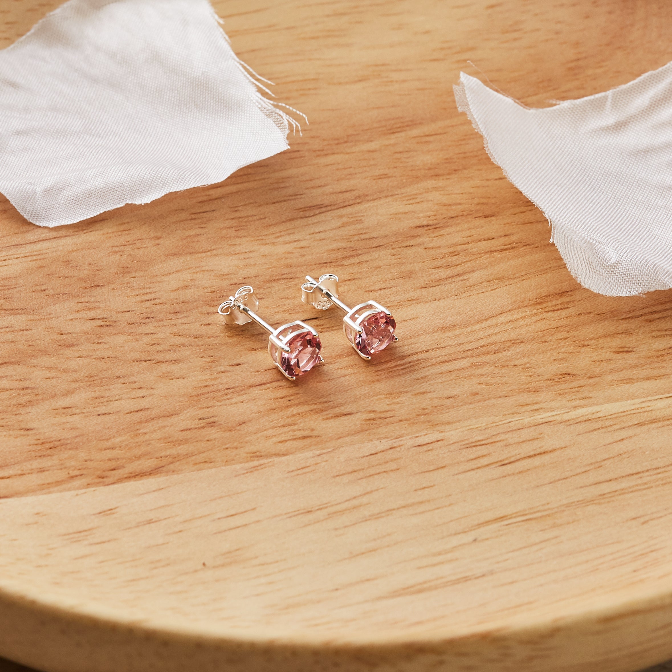 Sterling Silver Pink Earrings Created with Zircondia® Crystals