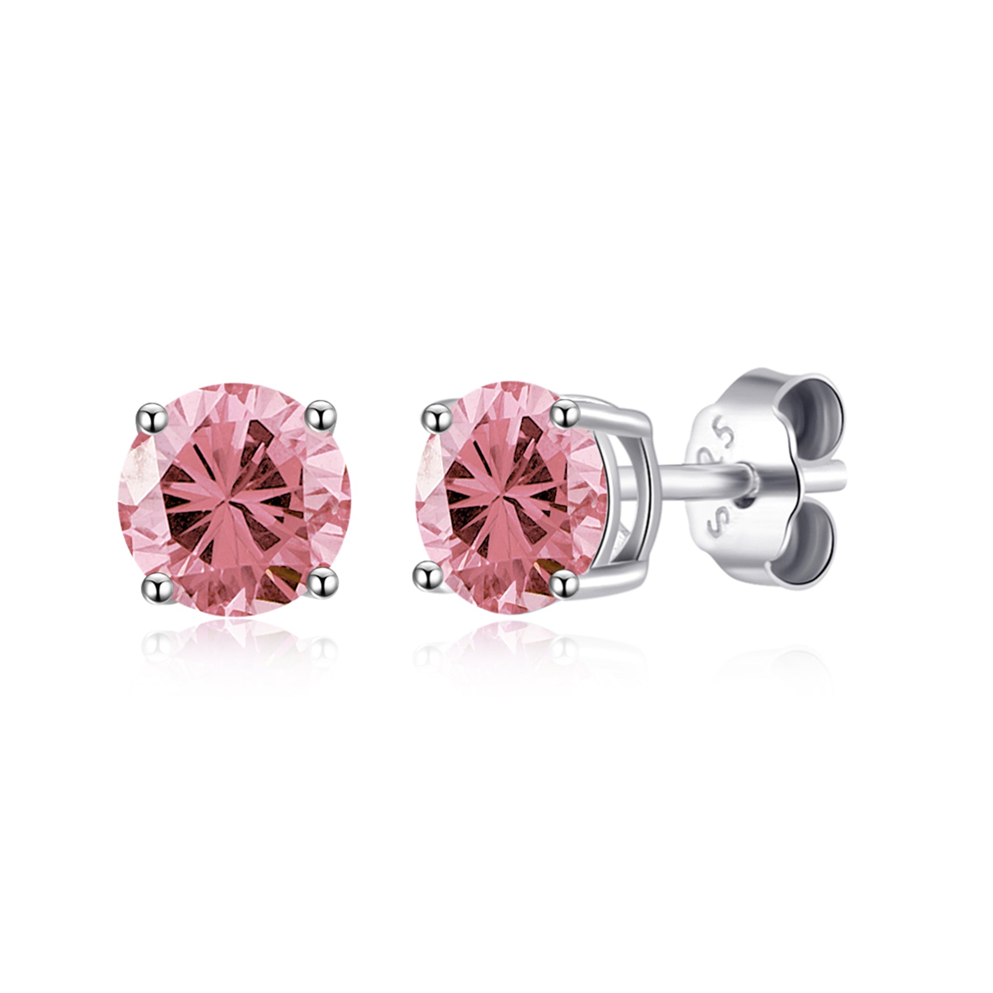 Sterling Silver October (Tourmaline) Birthstone Earrings Created with Zircondia® Crystals by Philip Jones Jewellery