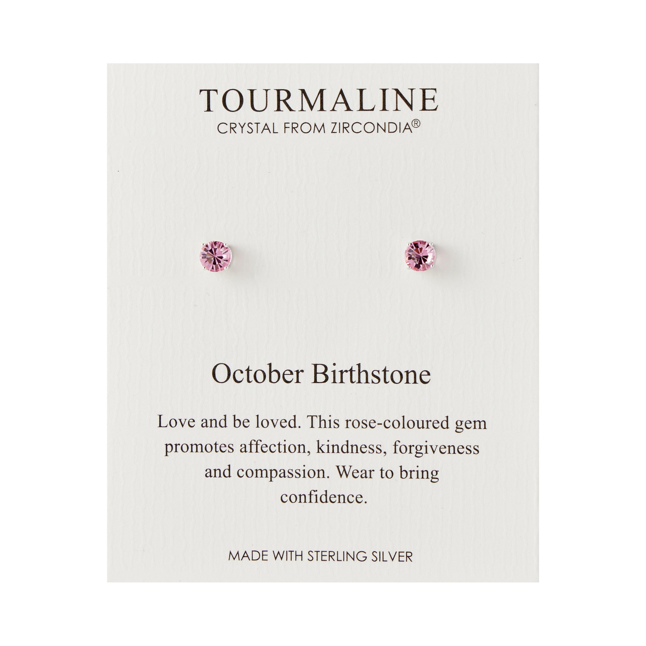 Sterling Silver October (Tourmaline) Birthstone Earrings Created with Zircondia® Crystals