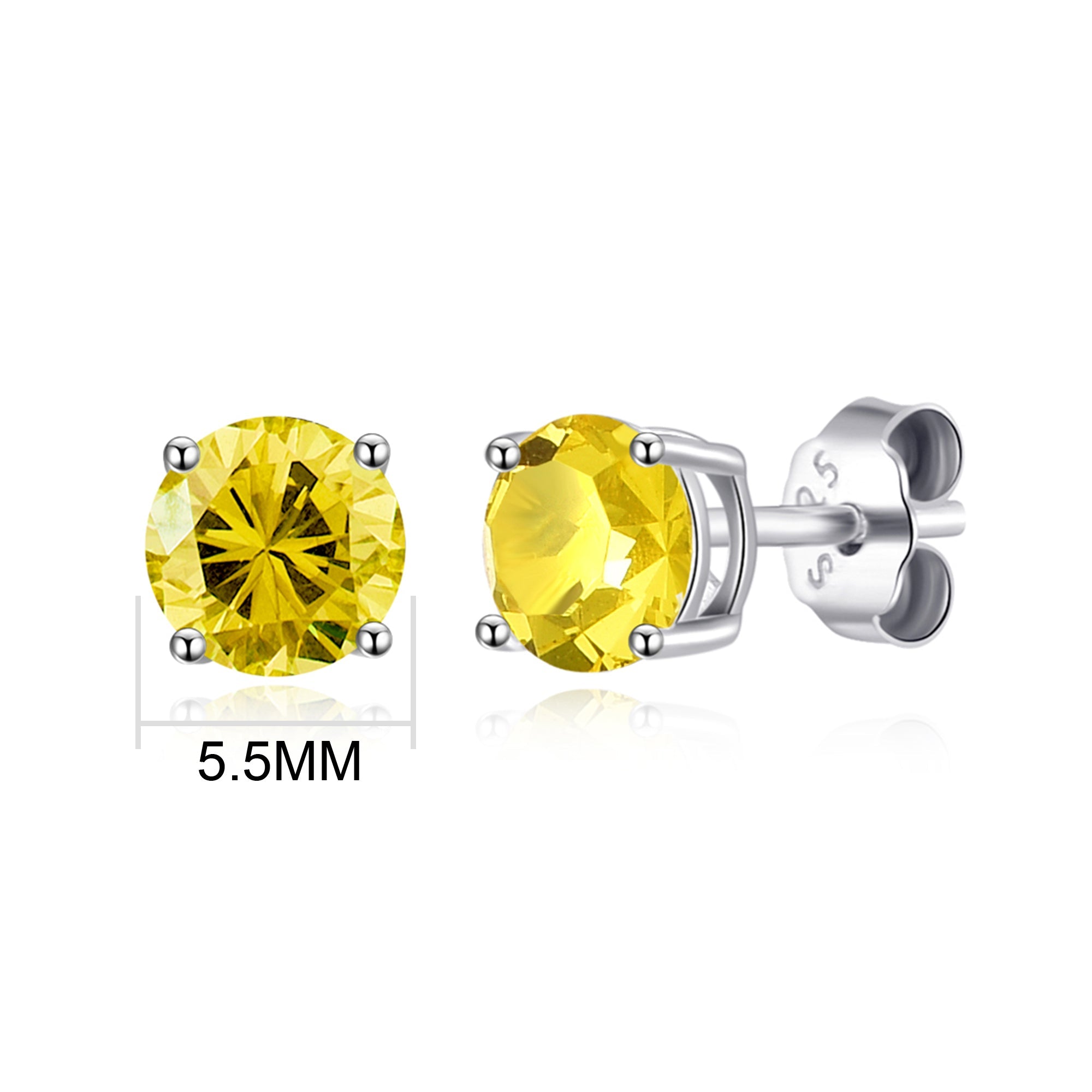 Sterling Silver Yellow Earrings Created with Zircondia® Crystals