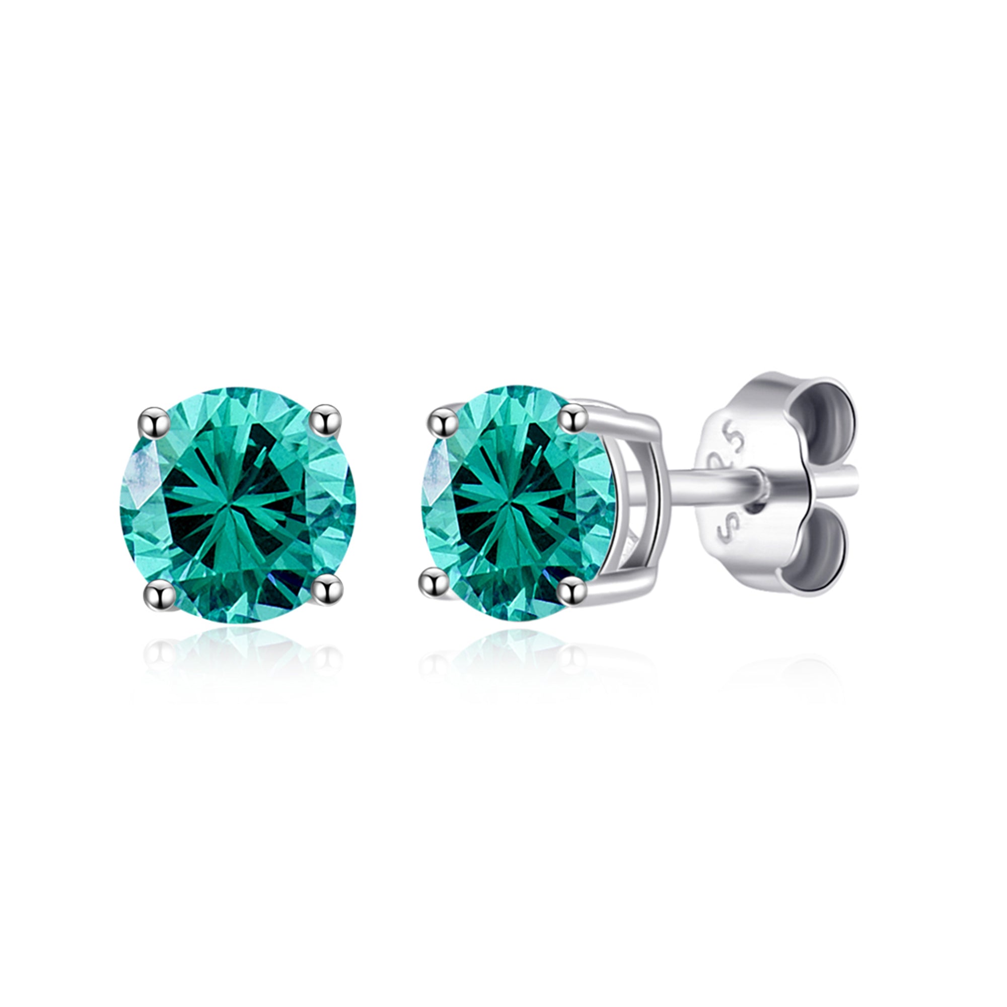 Sterling Silver December (Blue Topaz) Birthstone Earrings Created with Zircondia® Crystals by Philip Jones Jewellery