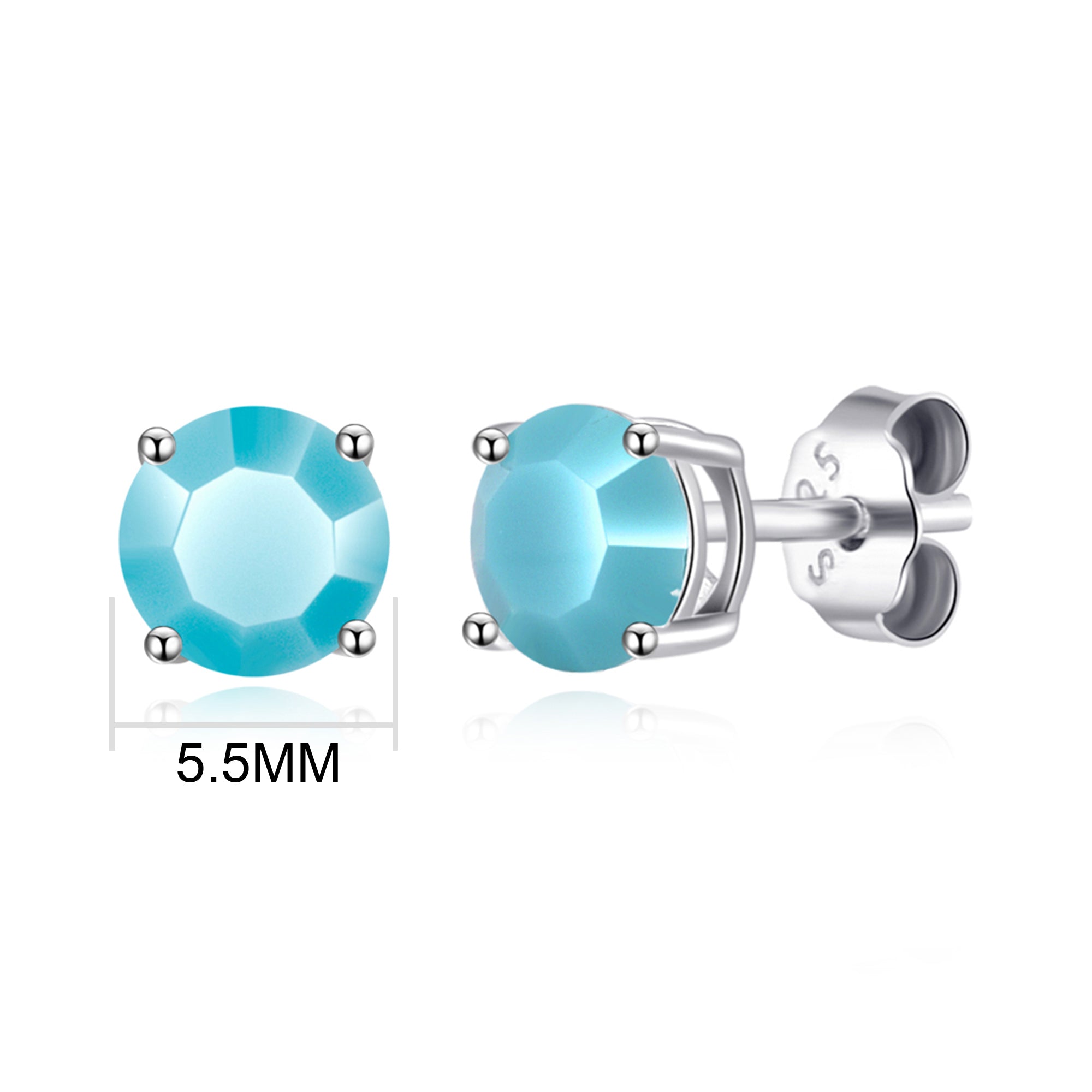 Sterling Silver Turquoise Earrings Created with Zircondia® Crystals