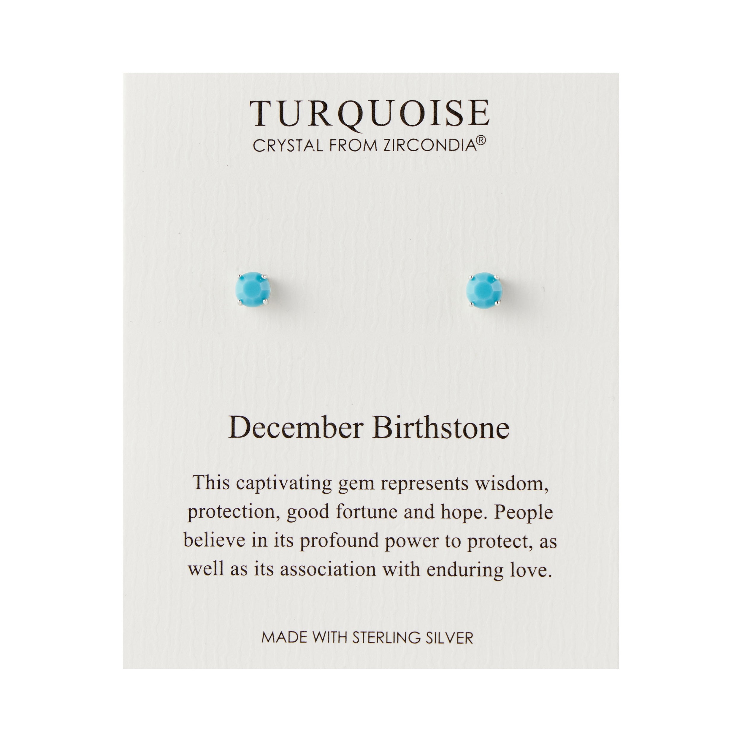 Sterling Silver December (Turquoise) Birthstone Earrings Created with Zircondia® Crystals