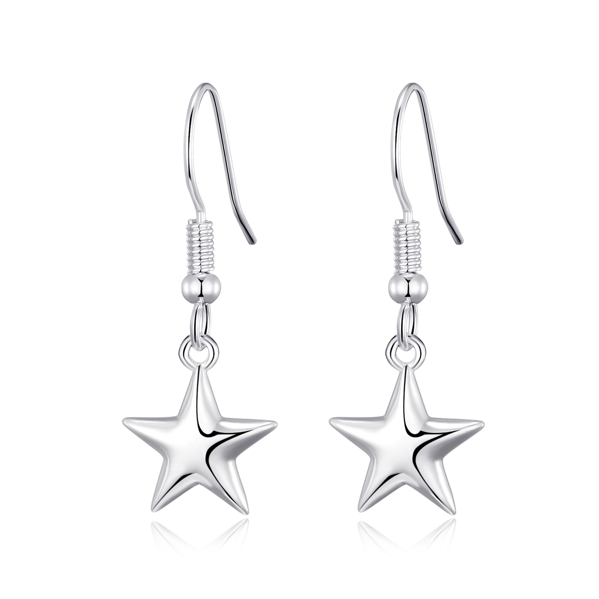 Sterling Silver Star Drop Earrings by Philip Jones Jewellery