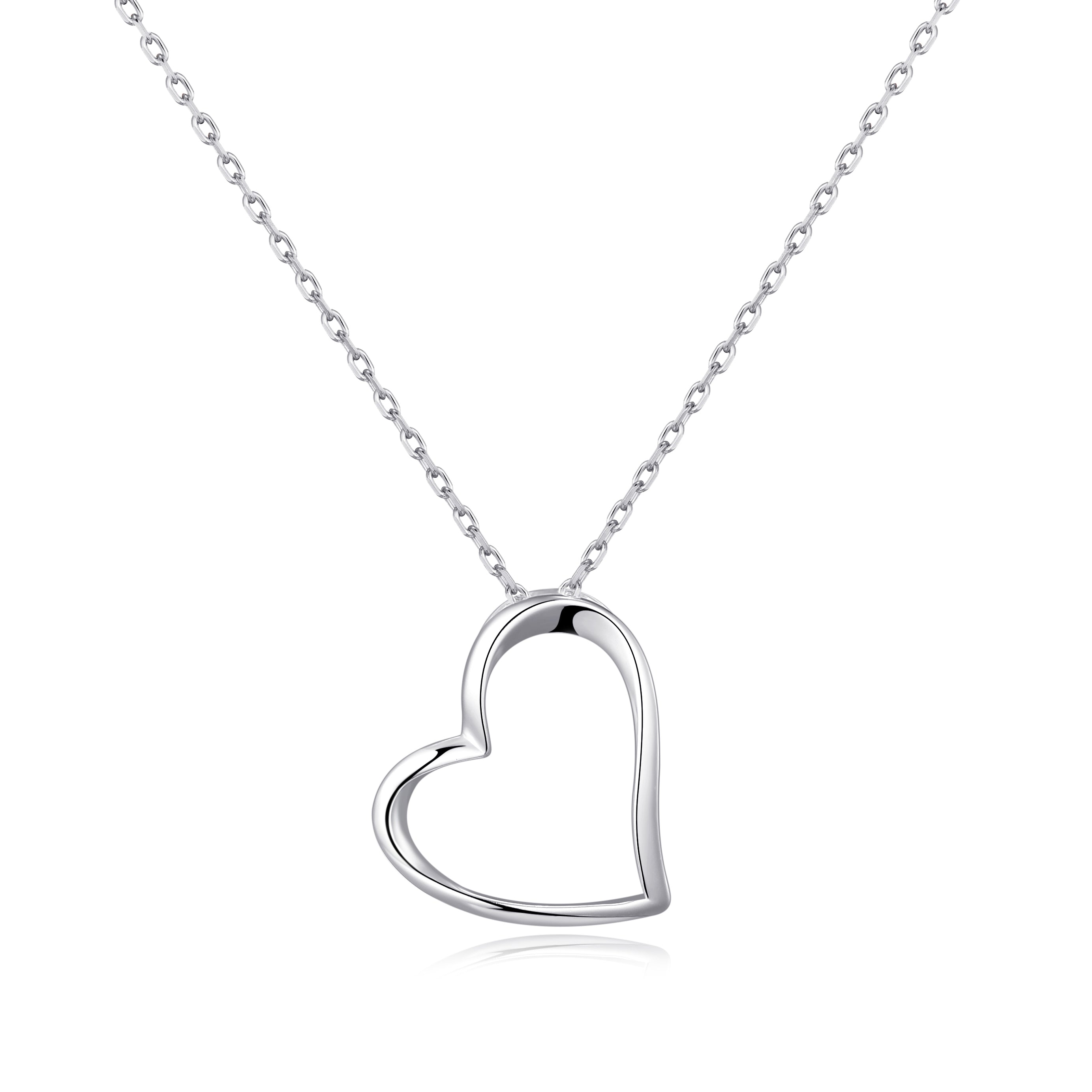 Sterling Silver Heart Pendant Necklace by Philip Jones Jewellery